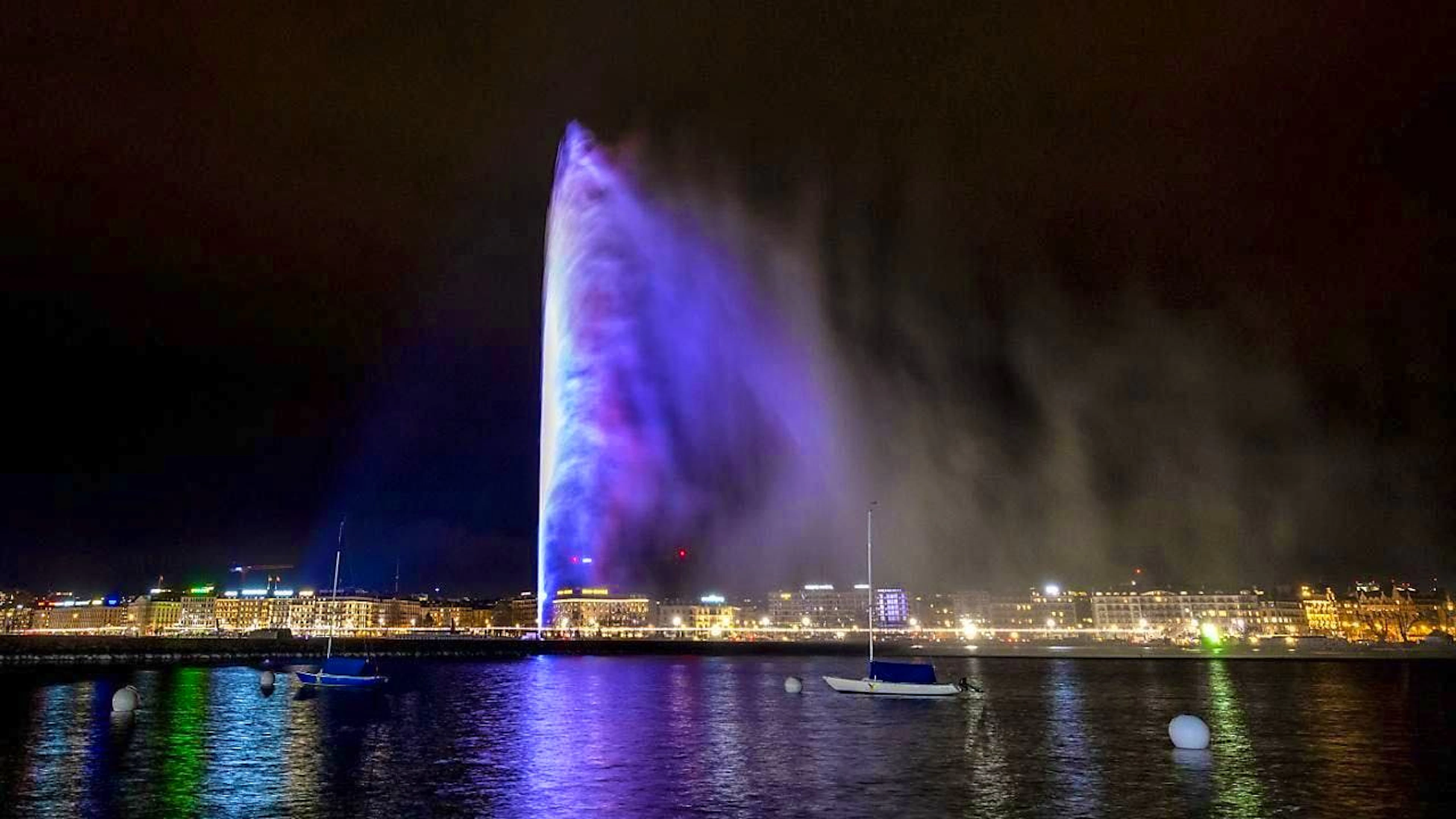 . . .and with a water fountain after the lights were switched back on.