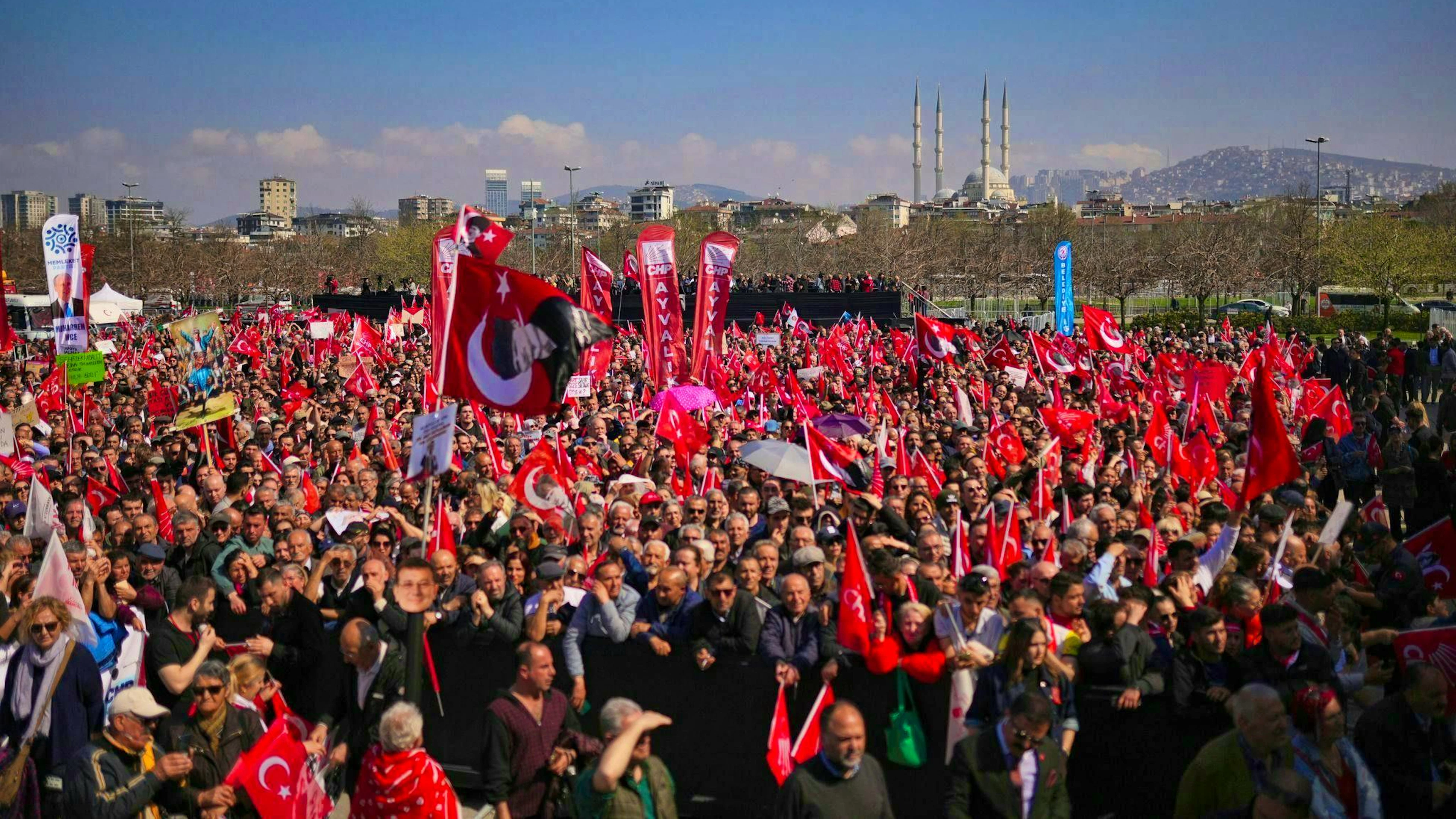 A sea of flags in the Maltepe district.