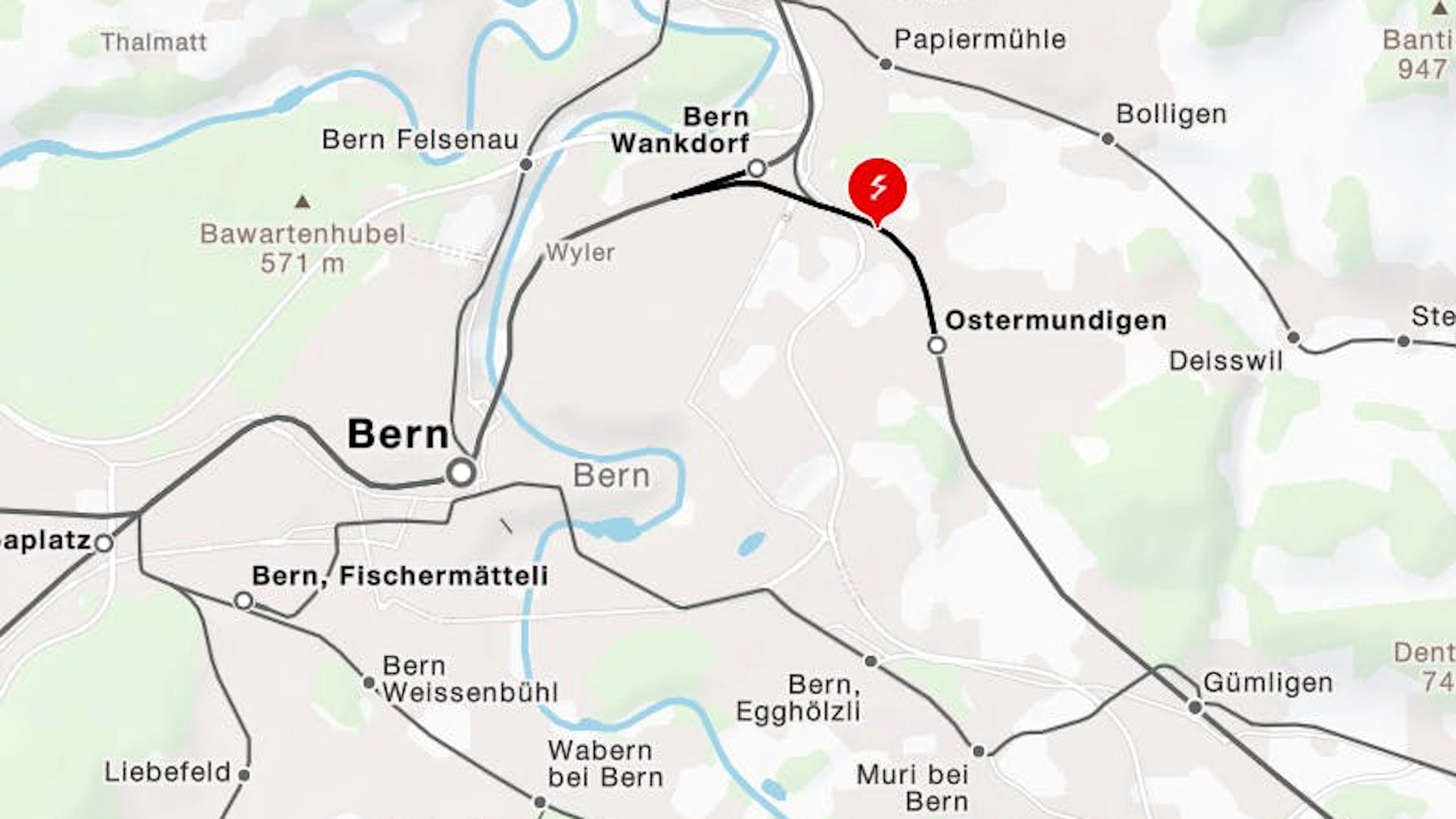 Zwischen dem Wankdorf und Ostermundigen BE kam es zu einem Gleisschaden.
