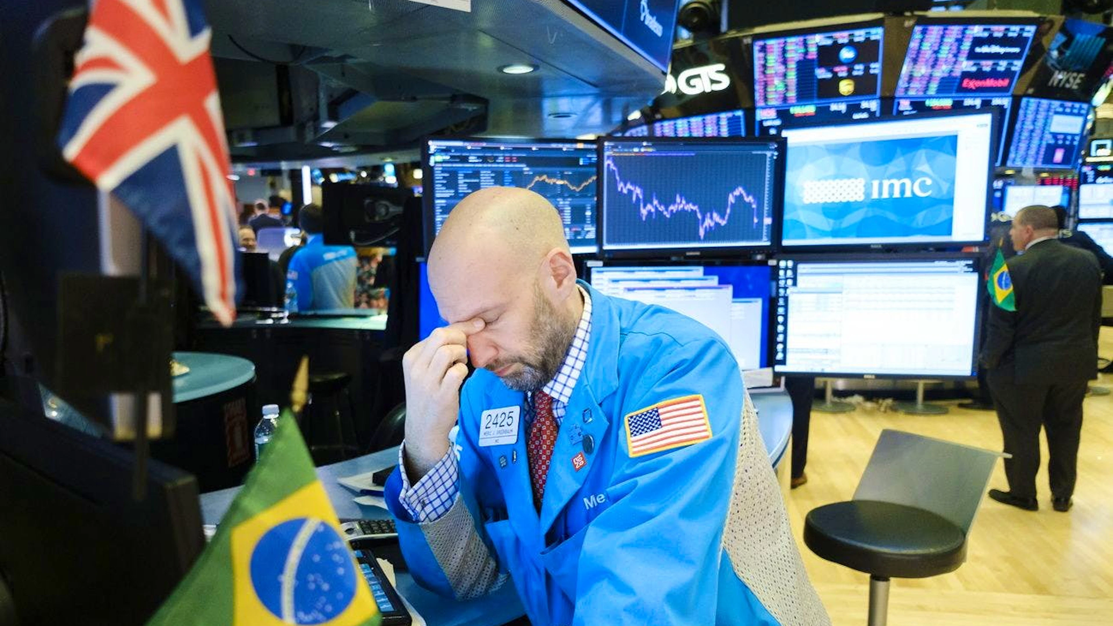 Ein Aktienhändler in New York während des Crashes 2020.