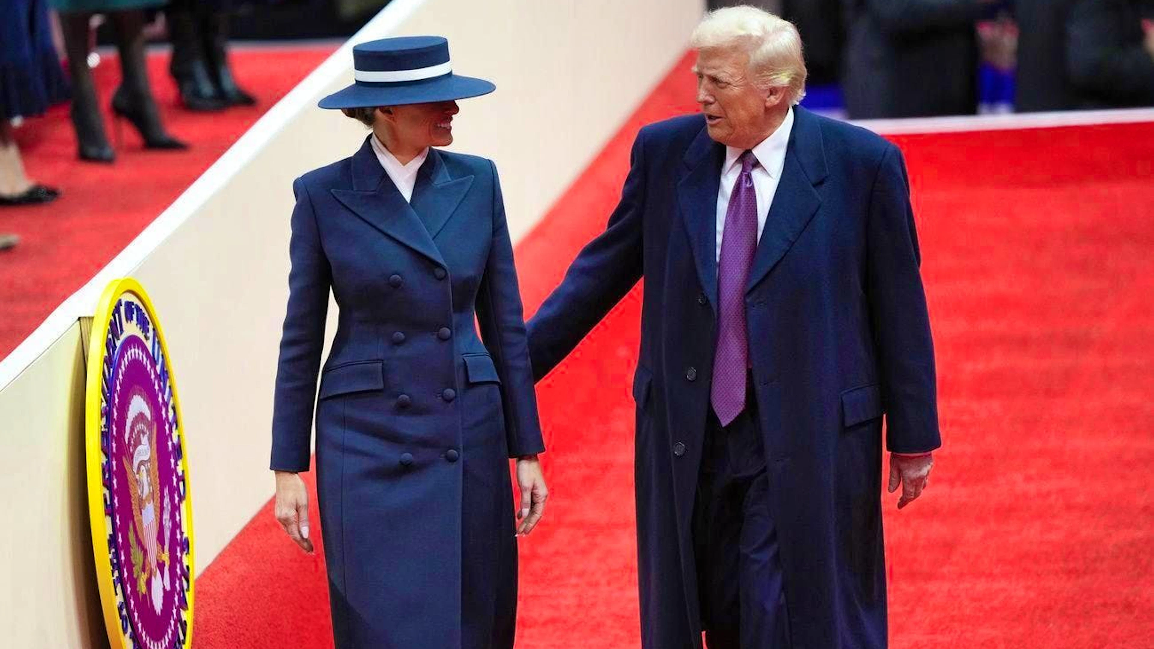 Le président américain Donald Trump avec la première dame Melania Trump lors de sa deuxième investiture le 20 janvier 2025.