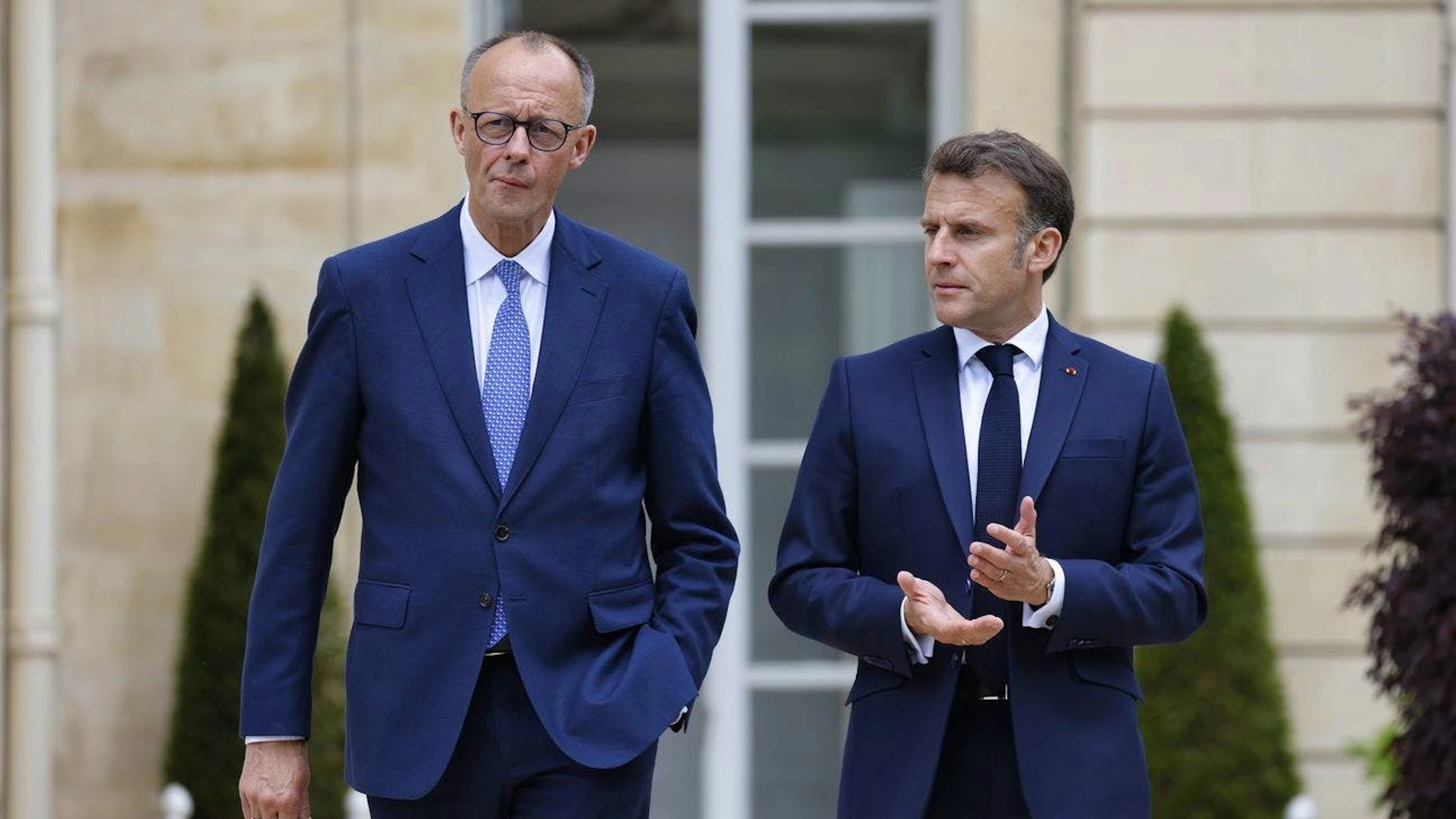 Il cancelliere tedesco Friedrich Merz e il presidente francese Emmanuel Macron in una foto d'archivio.