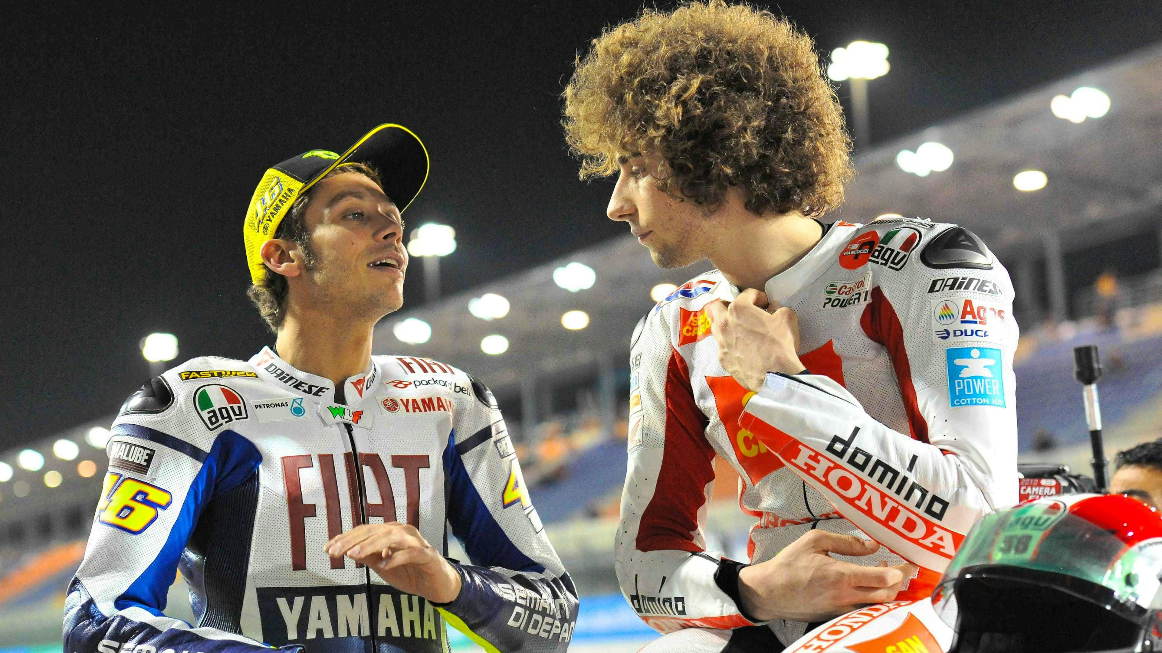 Marco Simoncelli e Valentino Rossi (immagine d'archivio).