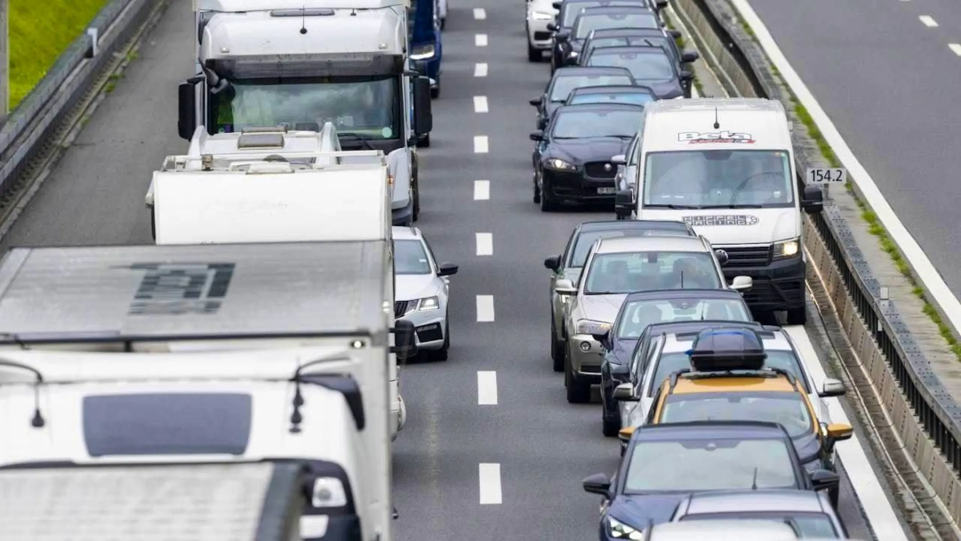 20-kilometer traffic jam in front of Gotthard north portal heading south