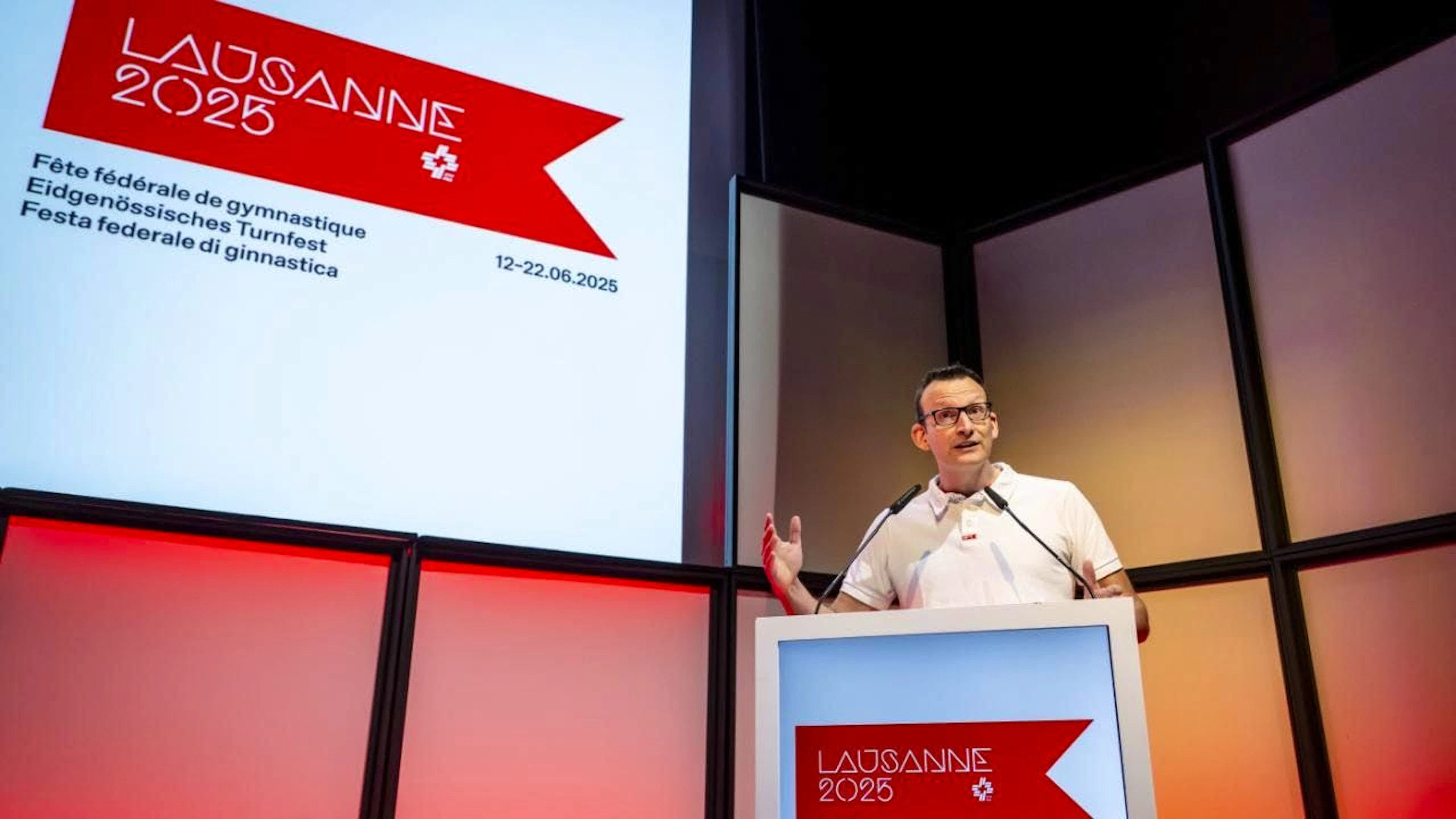 C'est parti pour dix jours de Fête fédérale de gymnastique à Lausanne, avec ici Cédric Bovey, président du comité d'organisation de Lausanne 2025.