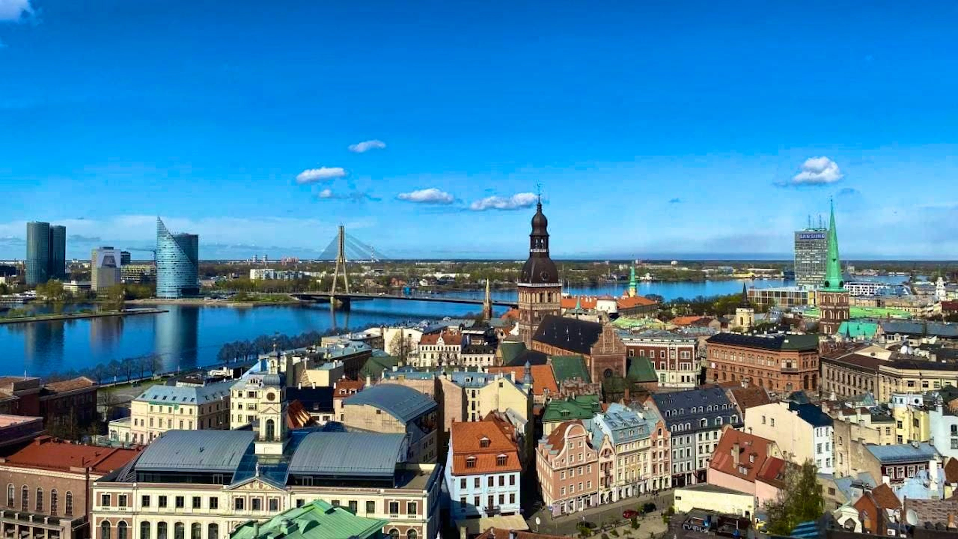 ARCHIVE - Panoramic view of Riga Cathedral and the Old Town from St. Peter's Church. Photo: Alexander Welscher/dpa/Archive image