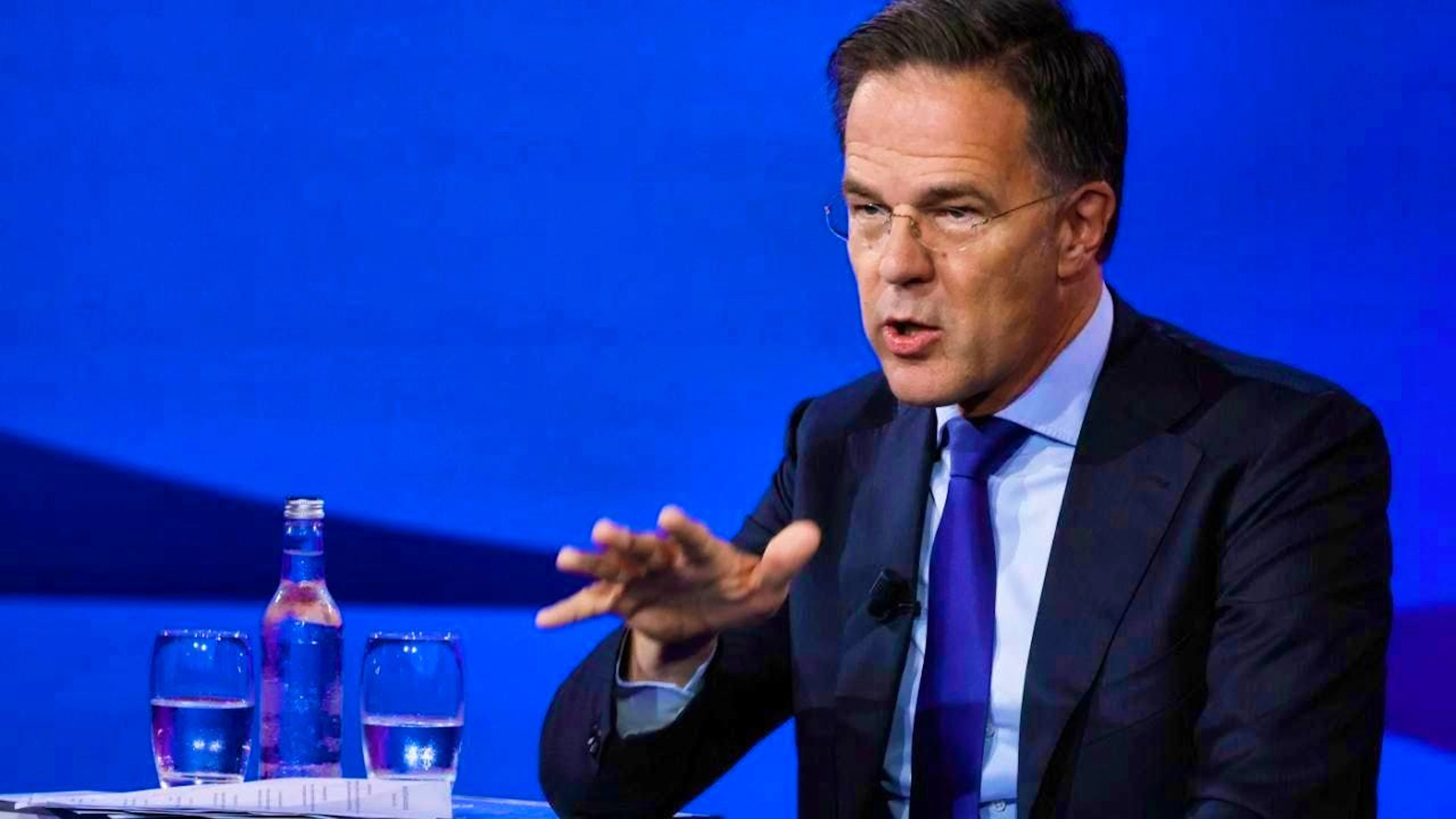 NATO Secretary General Mark Rutte speaks to the audience at the public NATO forum on the sidelines of the NATO summit in The Hague. Photo: Geert Vanden Wijngaert/AP/dpa