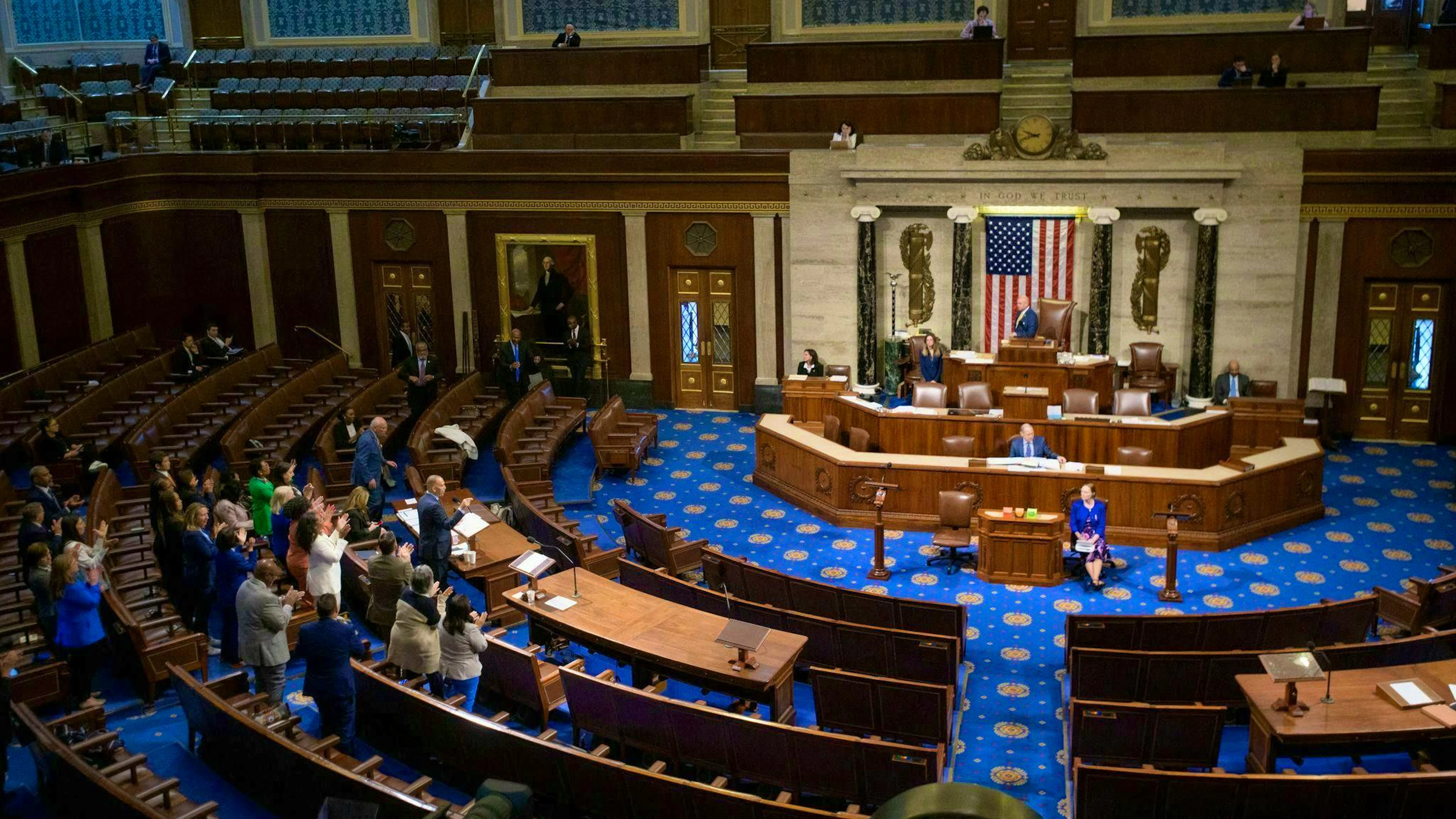 Hakeem Jeffries delayed a vote on the bill with a speech that lasted more than eight hours. 