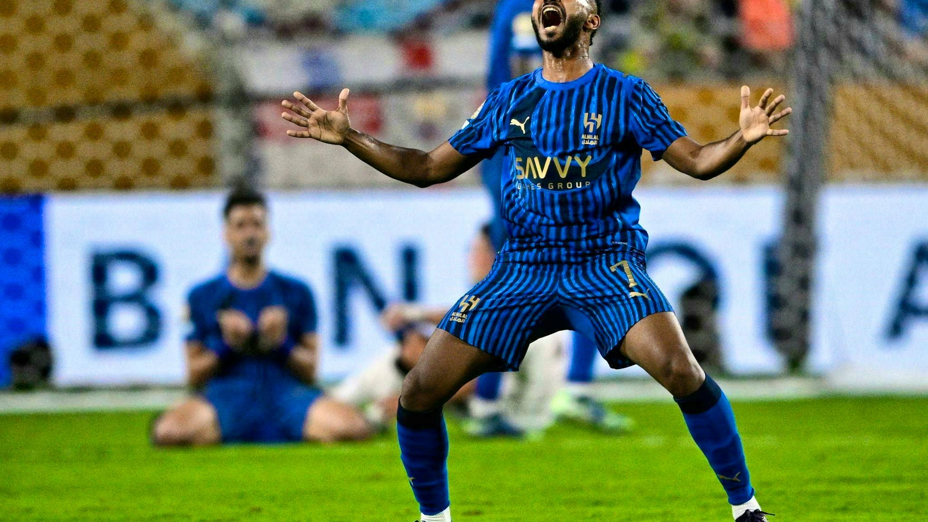 Khalid al-Ghannam of Al-Hilal celebrates the coup against Manchester City.
