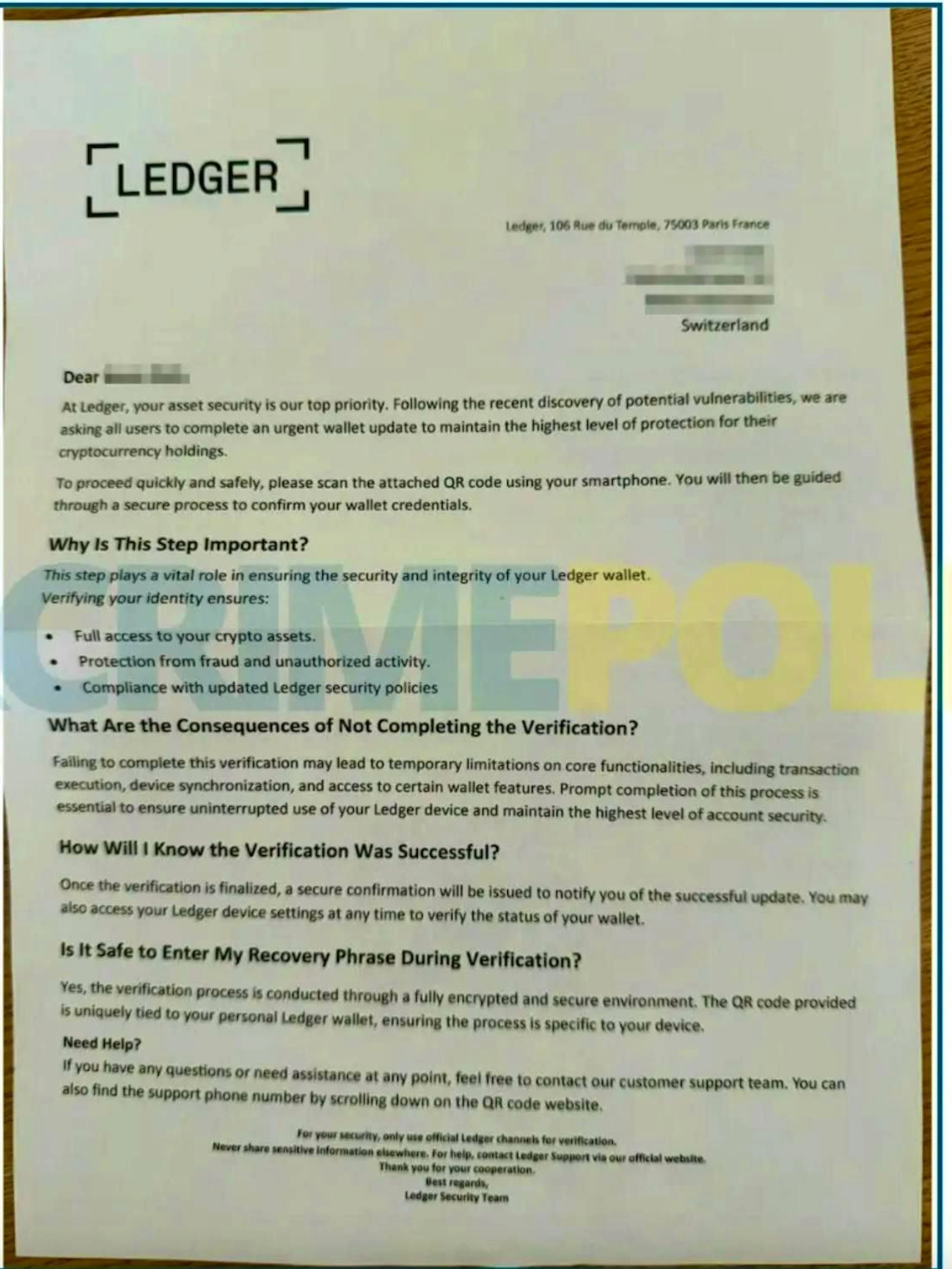 Fake letters in circulation - police warn of fraud