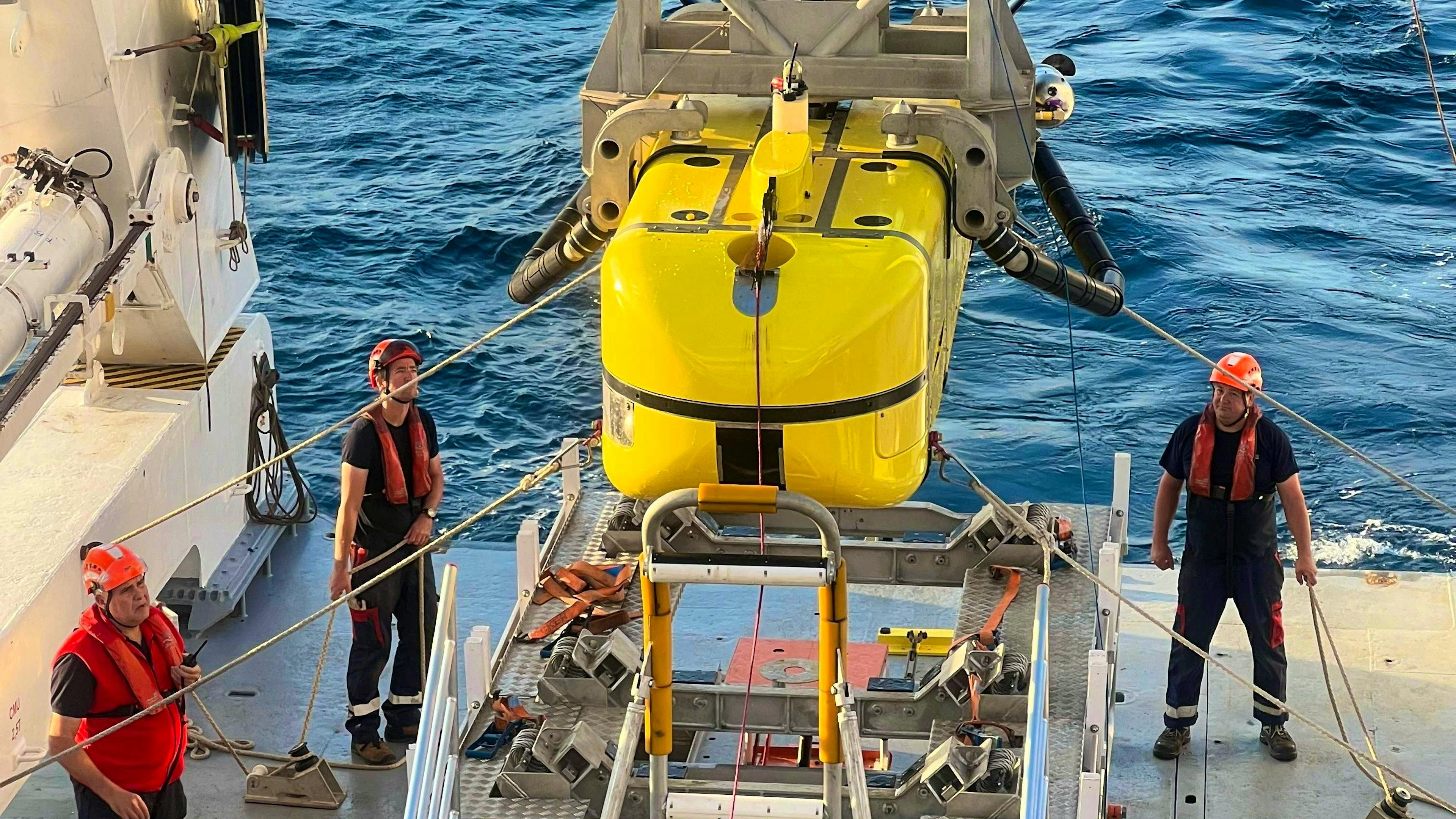 The Ulyx diving robot, which experts are using to search the North-East Atlantic for barrels of nuclear waste that were disposed of there decades ago.