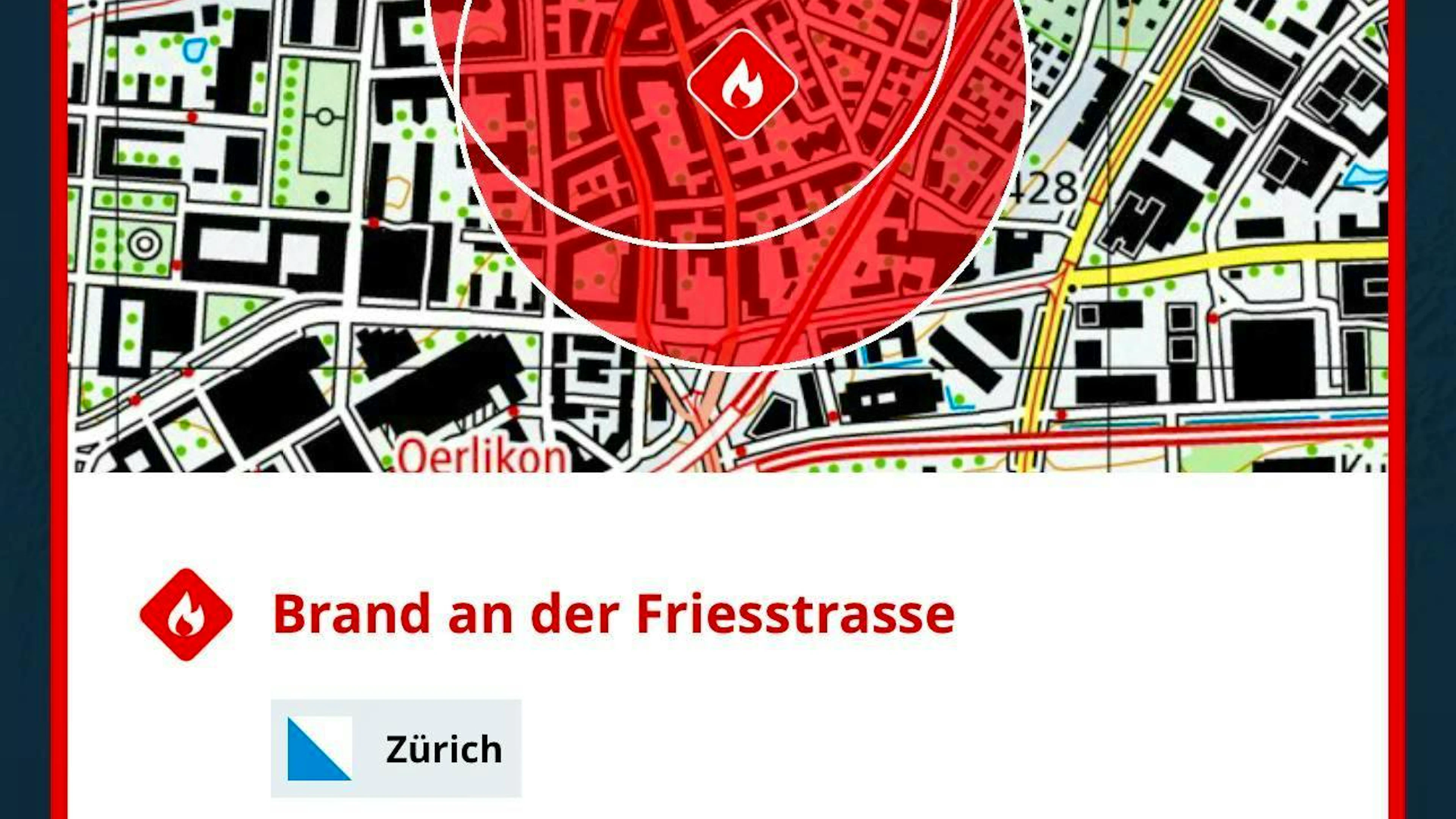Messaggio Alertswiss per Zurigo.