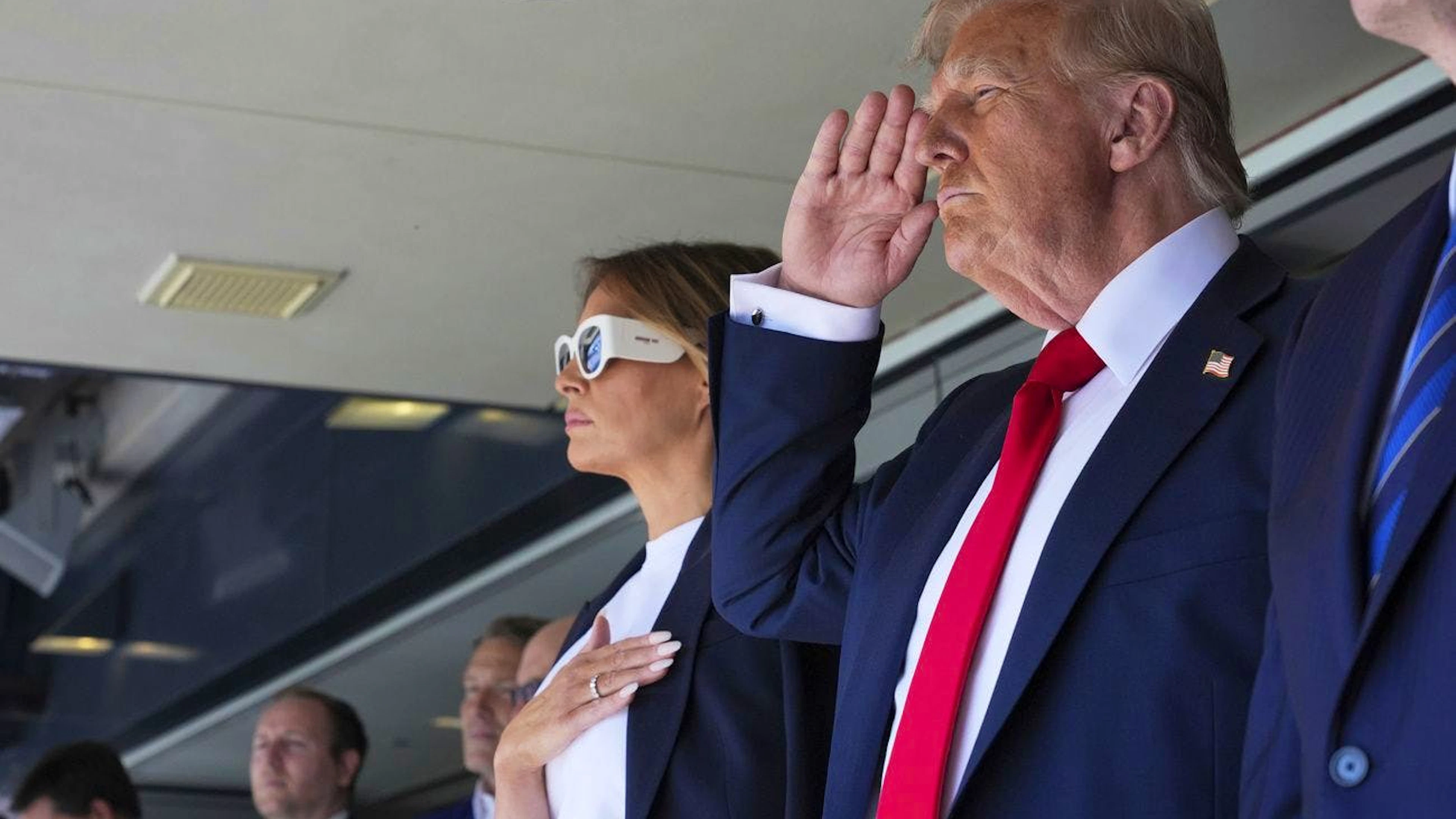 Donald Trump e la first lady Melania Trump al MetLife Stadium di East Rutherford nel New Jersey.
