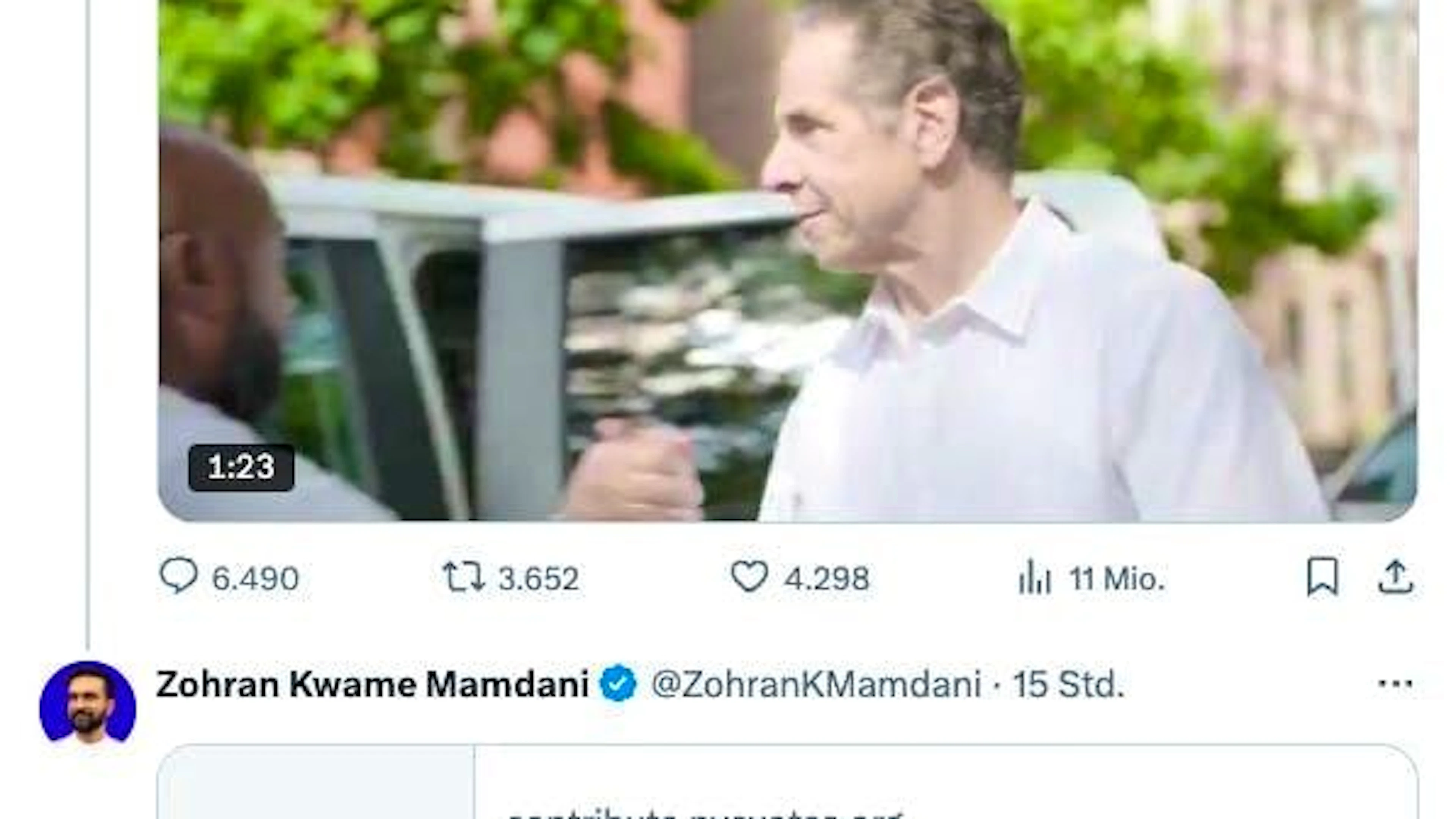 Mamdani's appeal for donations was "liked" significantly more often than Cuomo's post.