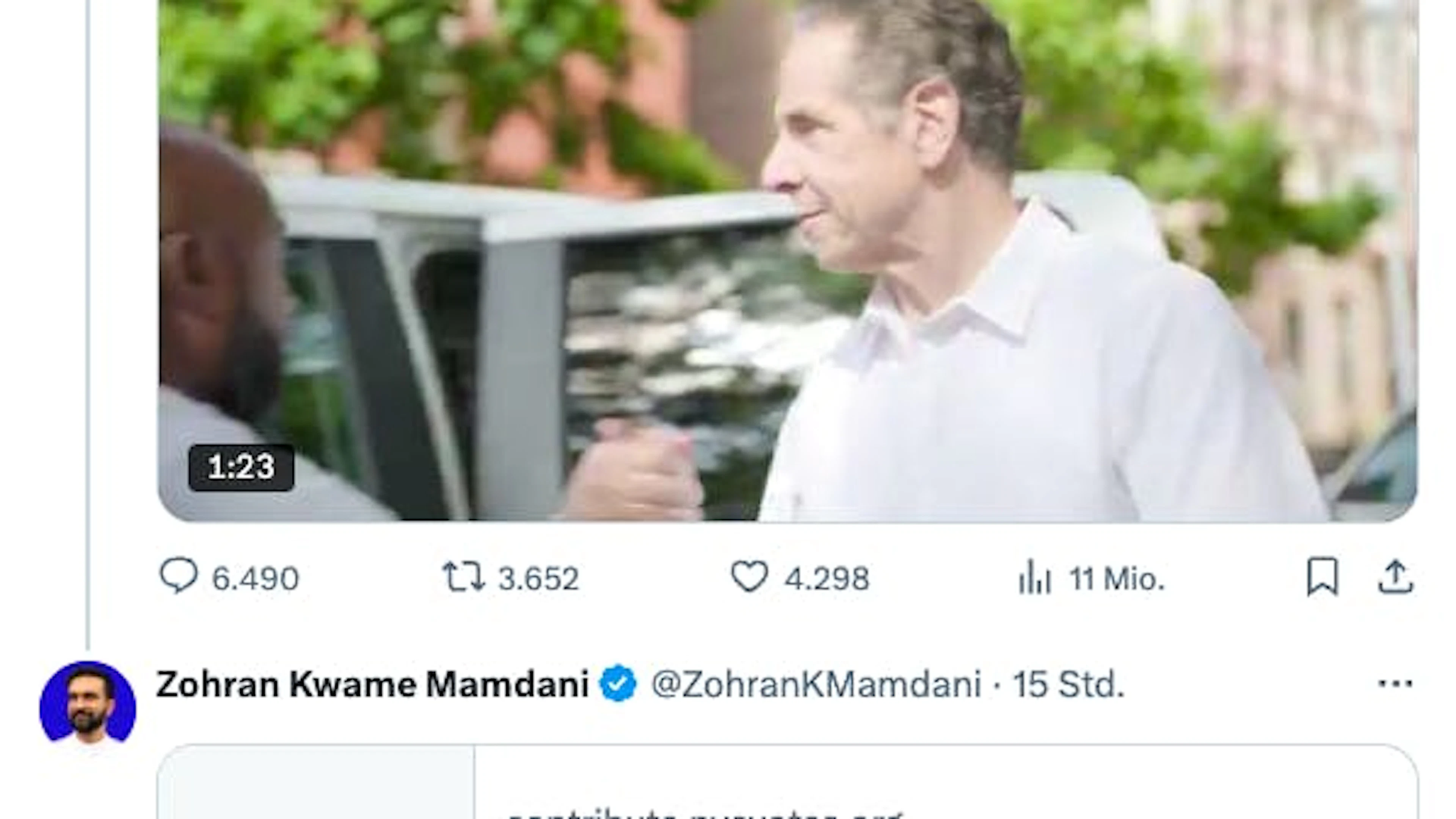 Der Spendenaufruf von Mamdani wurde deutlich häufiger «geliked» als der Post von Cuomo.