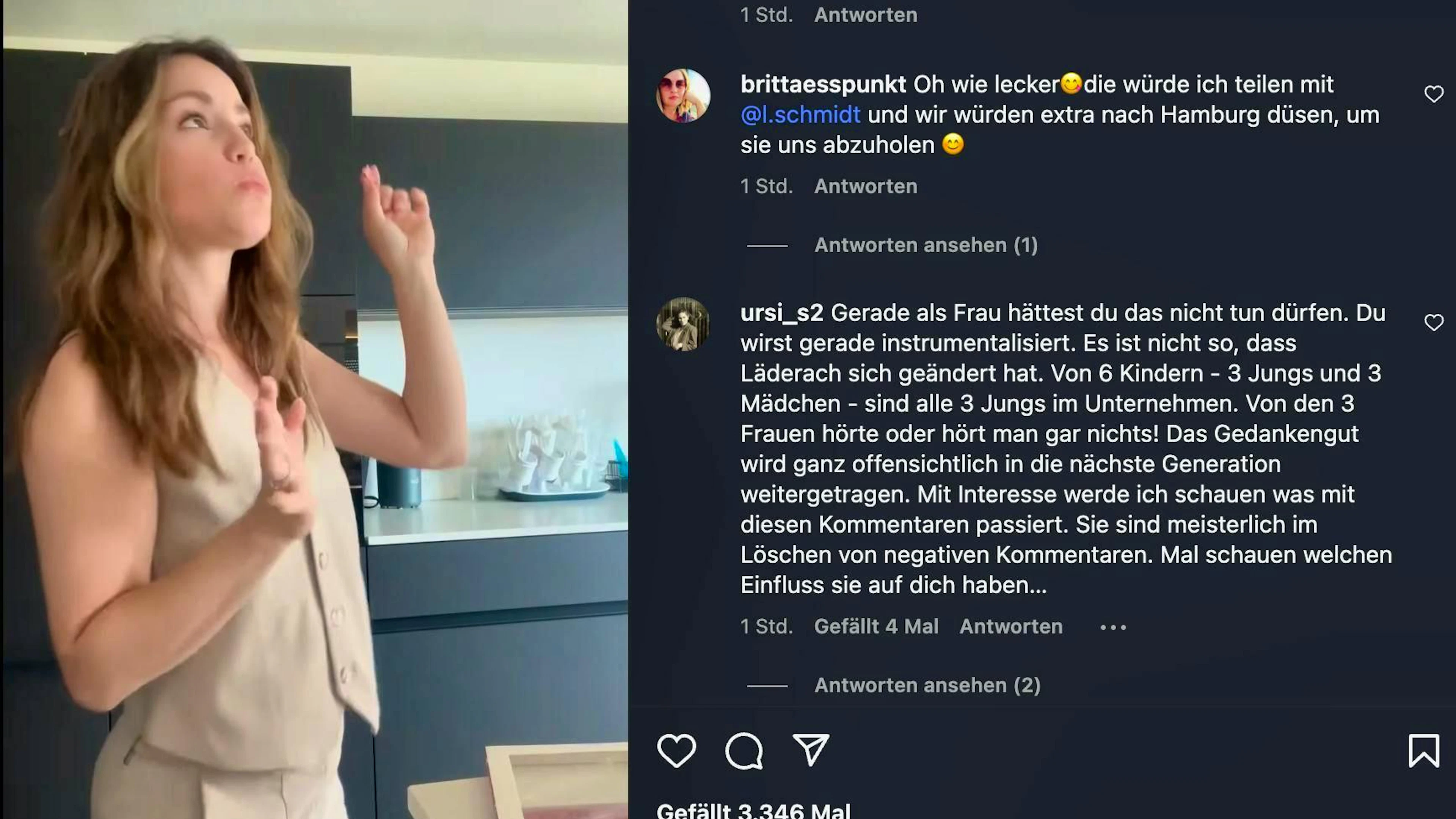 Hänni reçoit des commentaires critiques sur son post publicitaire.