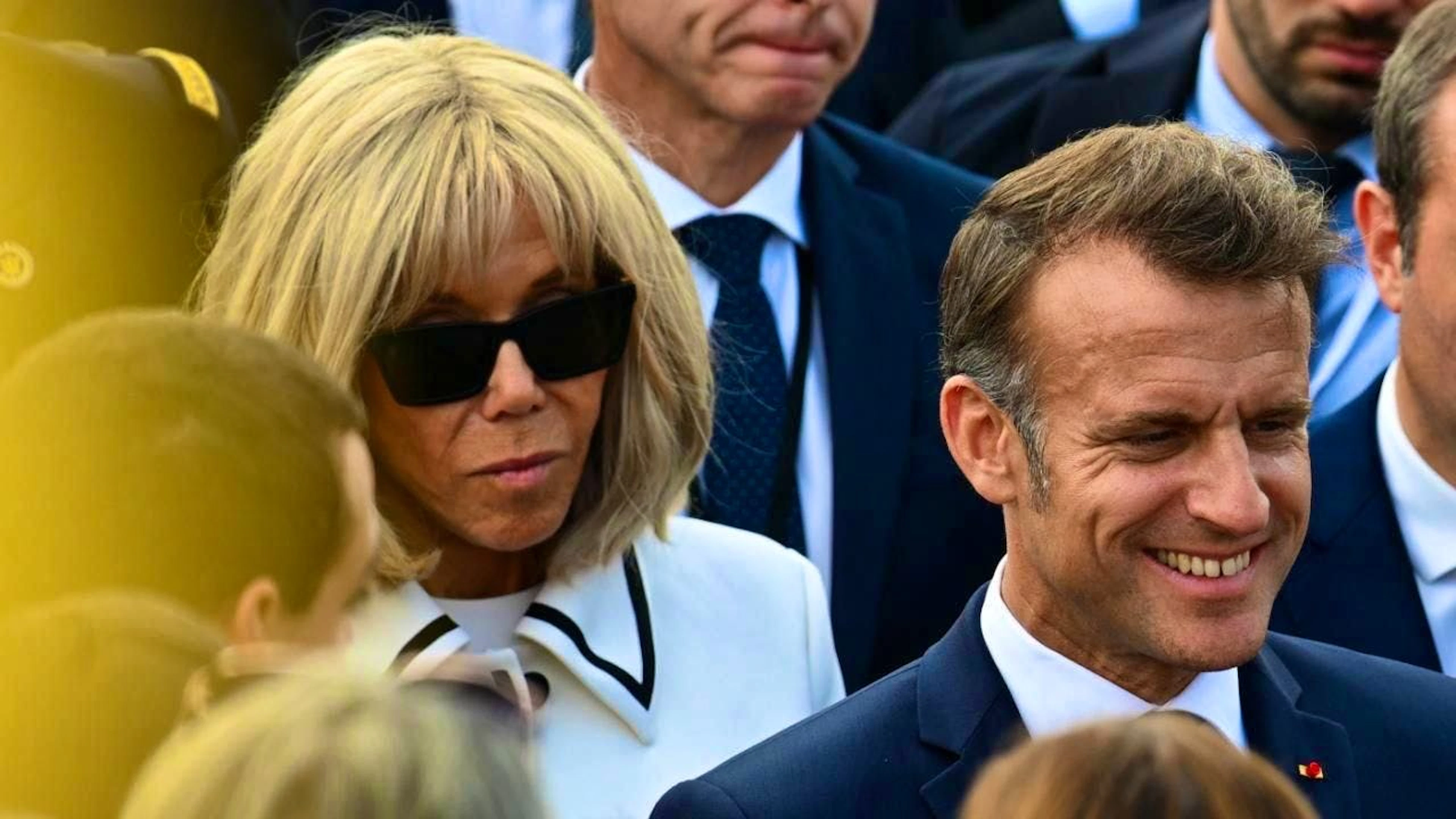 ARCHIVE - Emmanuel Macron, President of France, and his wife Brigitte Macron during the Bastille Day parade. Photo: Julien Mattia/Le Pictorium via ZUMA Press/dpa