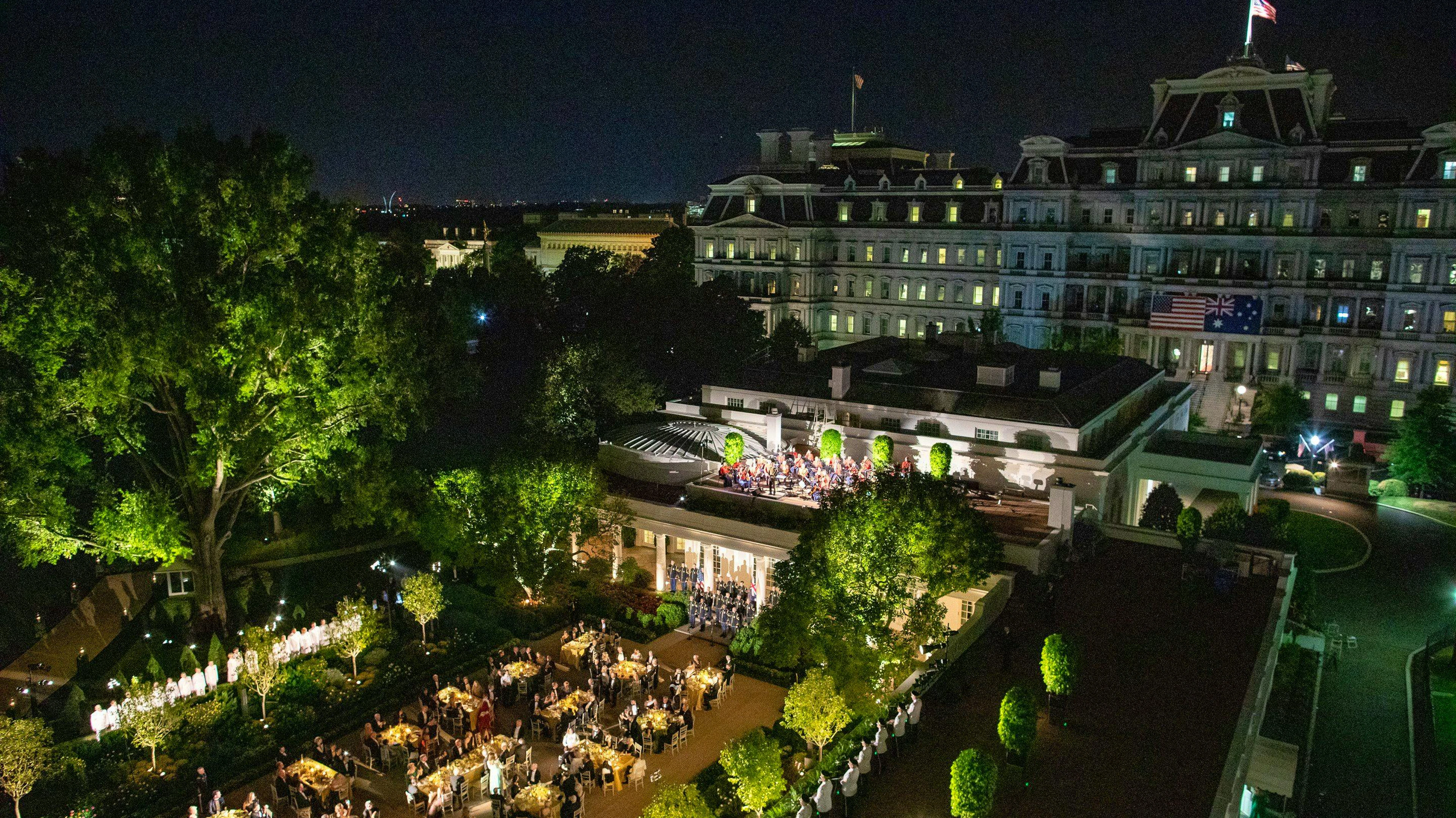 So sieht der Rosengarten im September 2019 aus, als ein Staatsbankett für einen ausländischen Gast abgehalten wird.