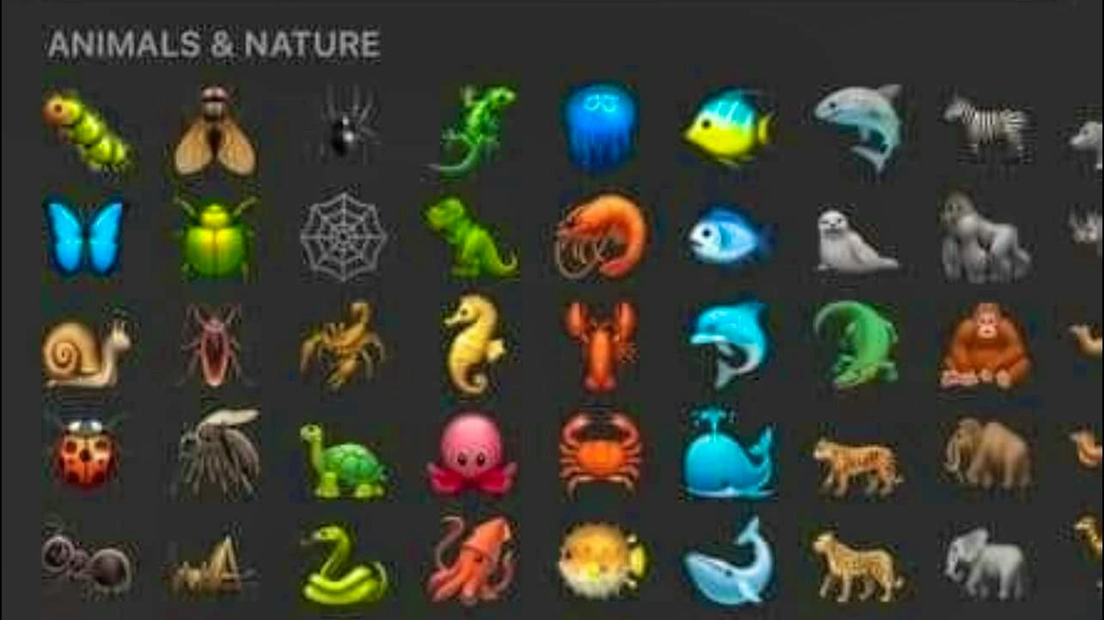 A seahorse emoji is shown in the fourth column and third row.