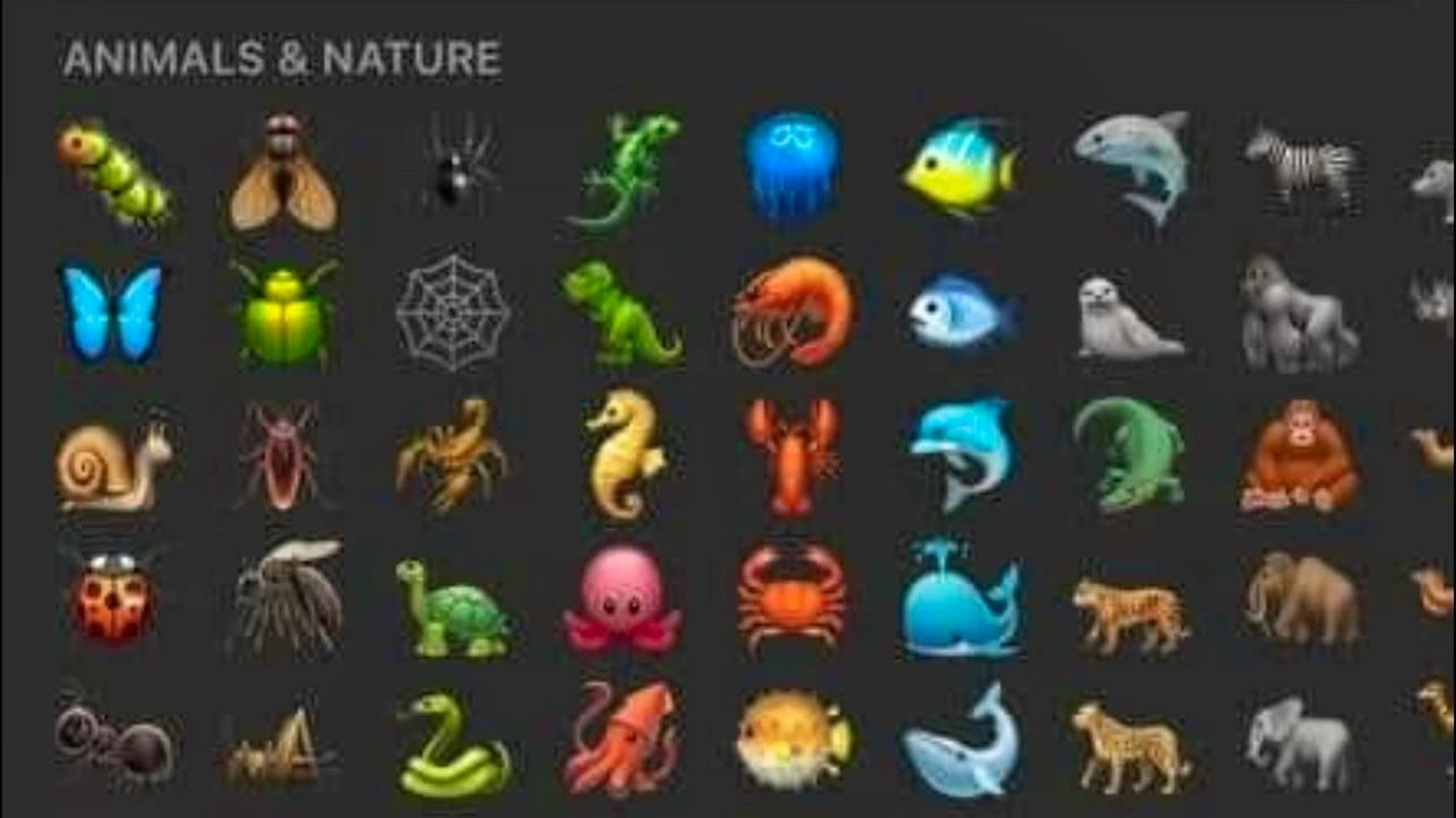 In der vierten Spalte und dritten Zeile wird ein Seepferchen-Emoji gezeigt.