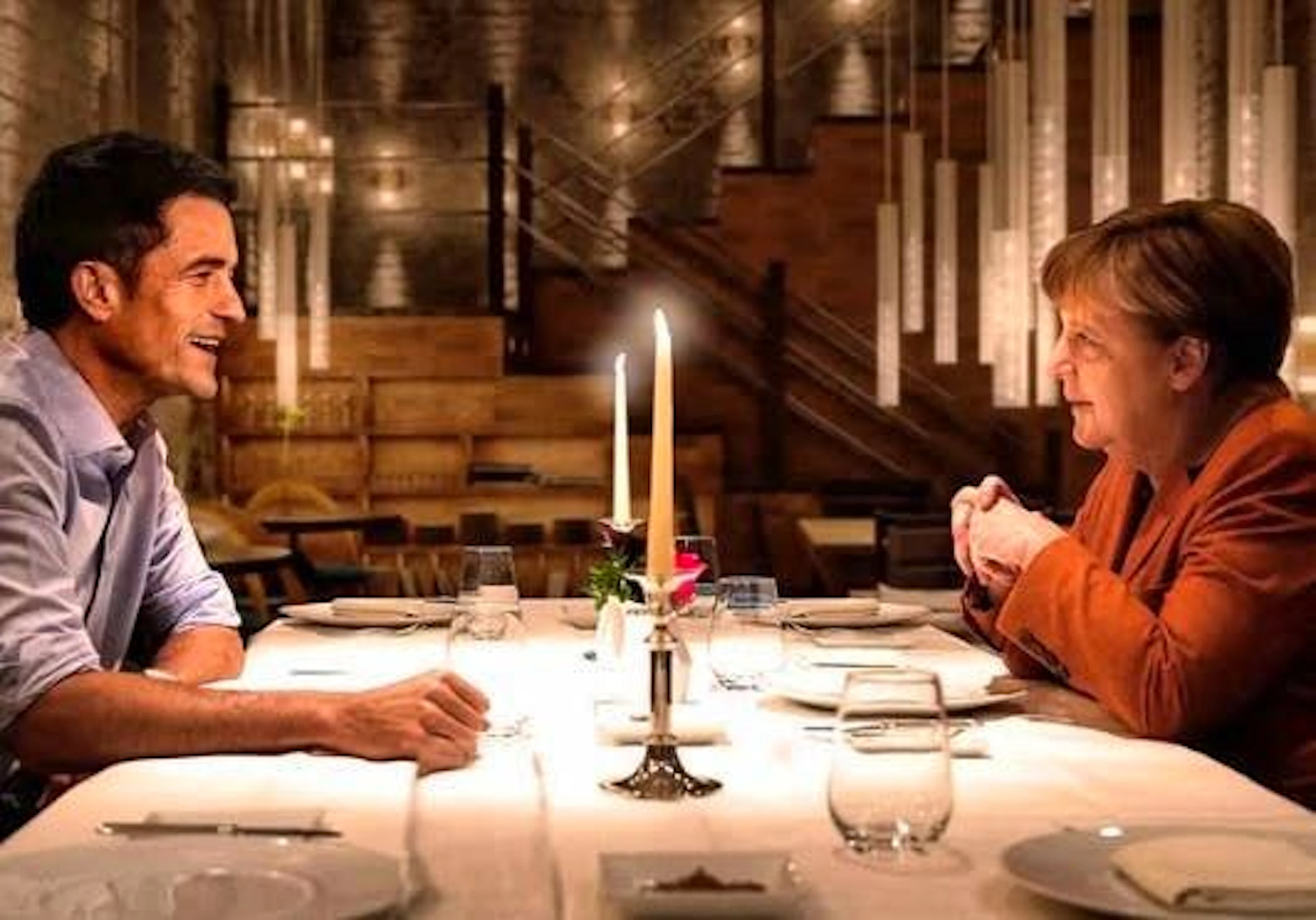 Orlando Bloom and Angela Merkel on a "dinner date".