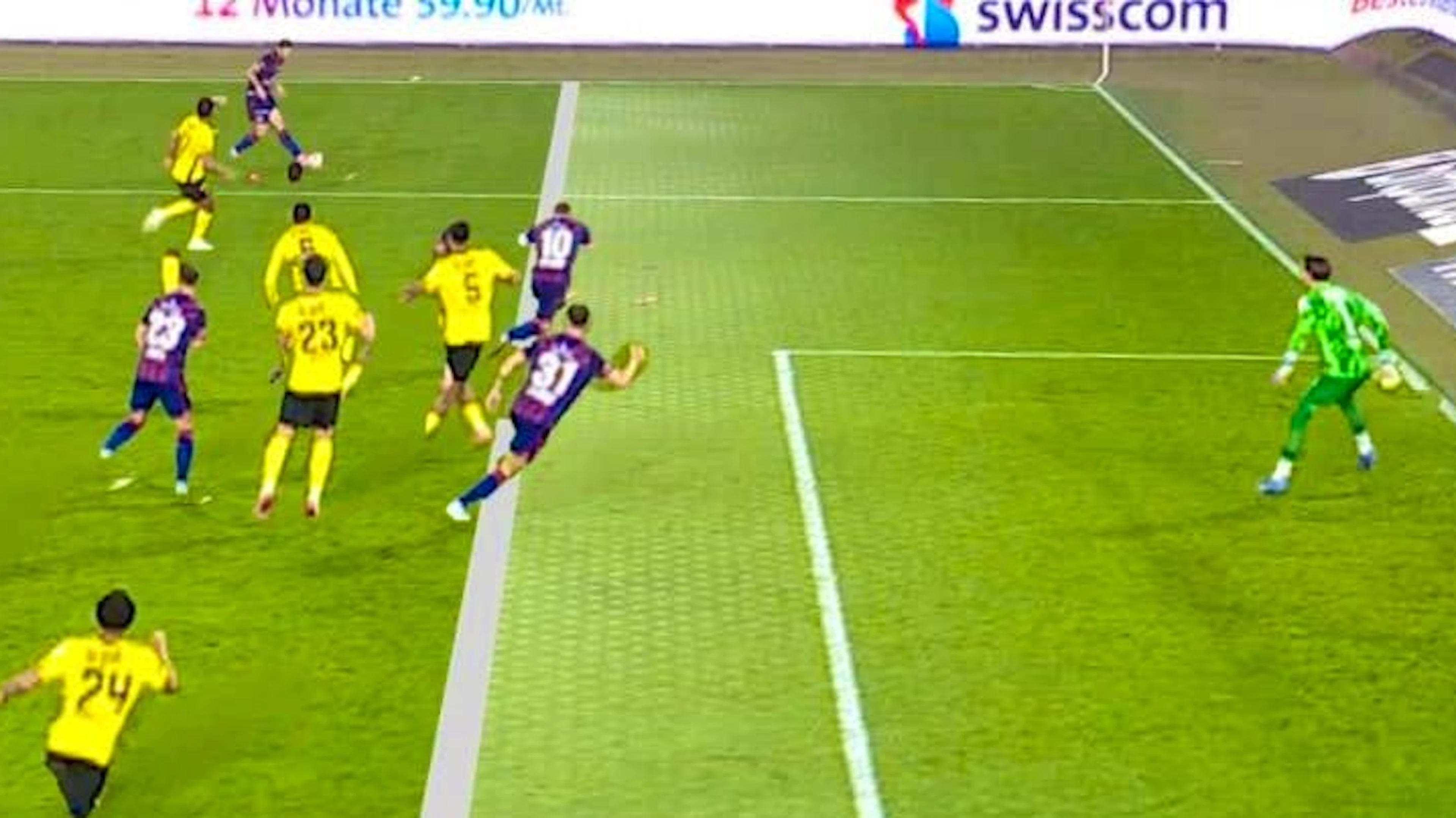 An AI-generated image from SRF: Shaqiri is offside when Leroy passes the ball.