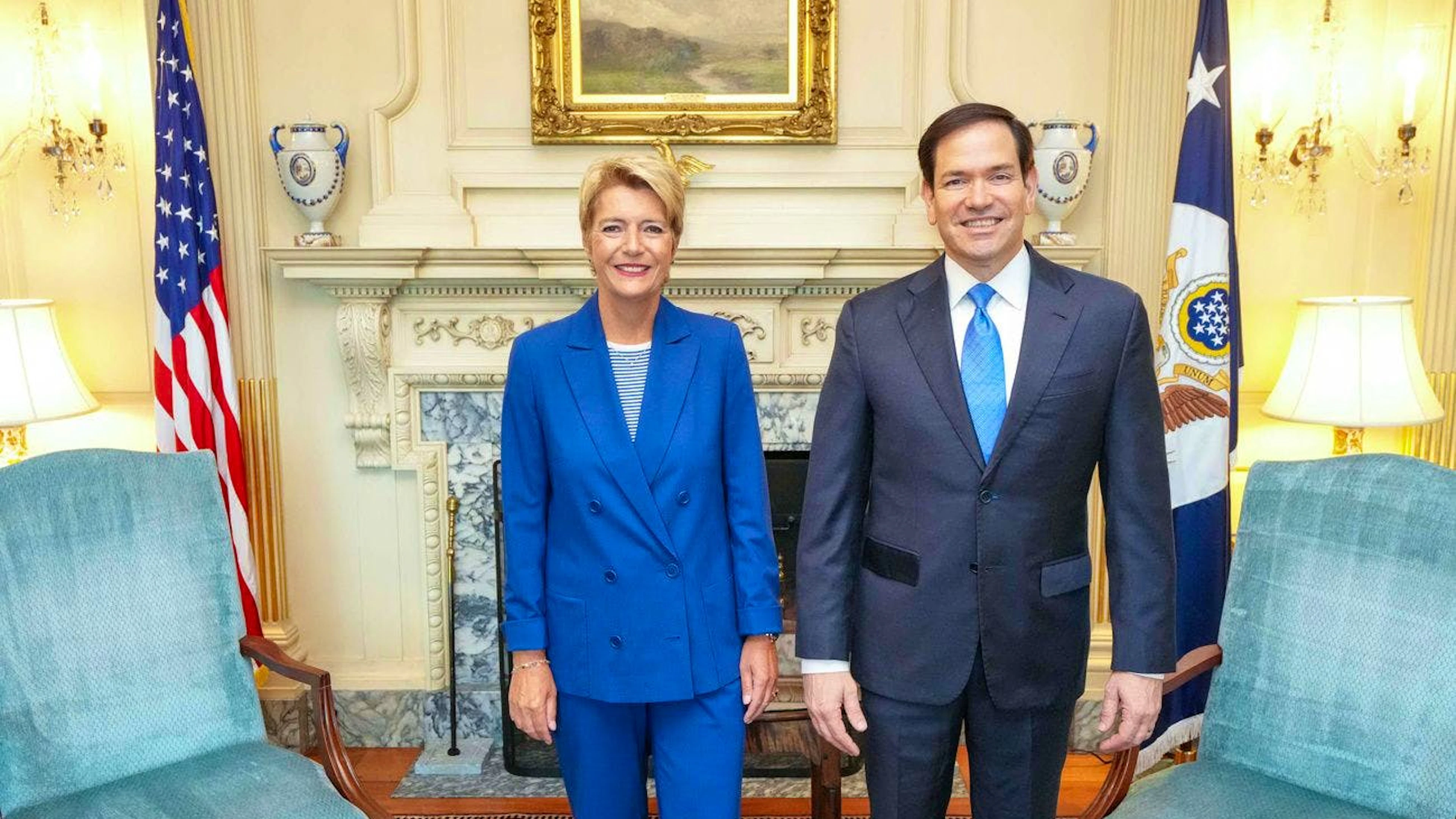 La presidente della Confederazione Karin Keller-Sutter incontra il segretario di Stato americano Marco Rubio