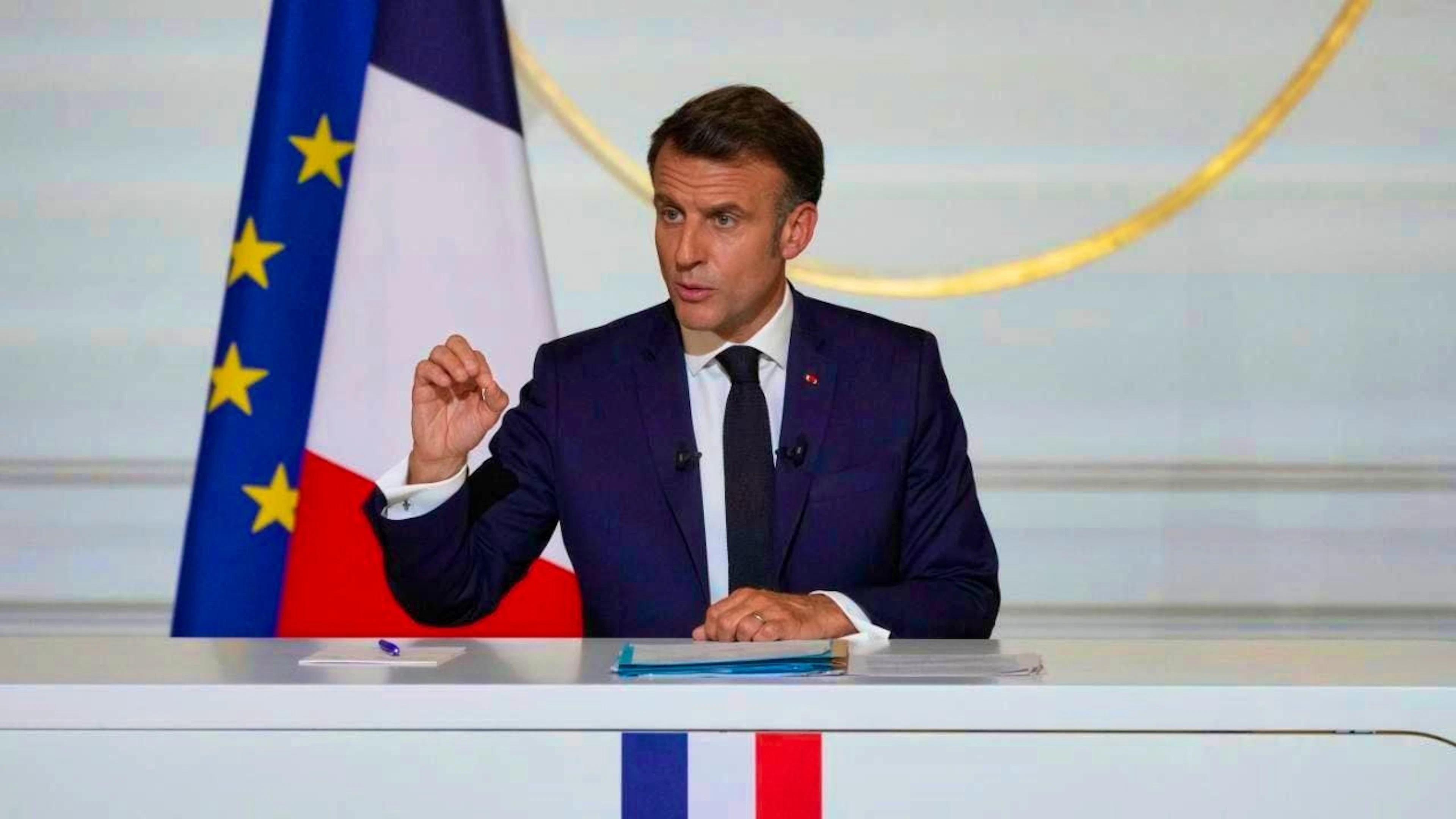 ARCHIVE - French President Emmanuel Macron holds a press conference at the Elysee Palace in Paris. Photo: Michel Euler/Pool AP/dpa/Archive