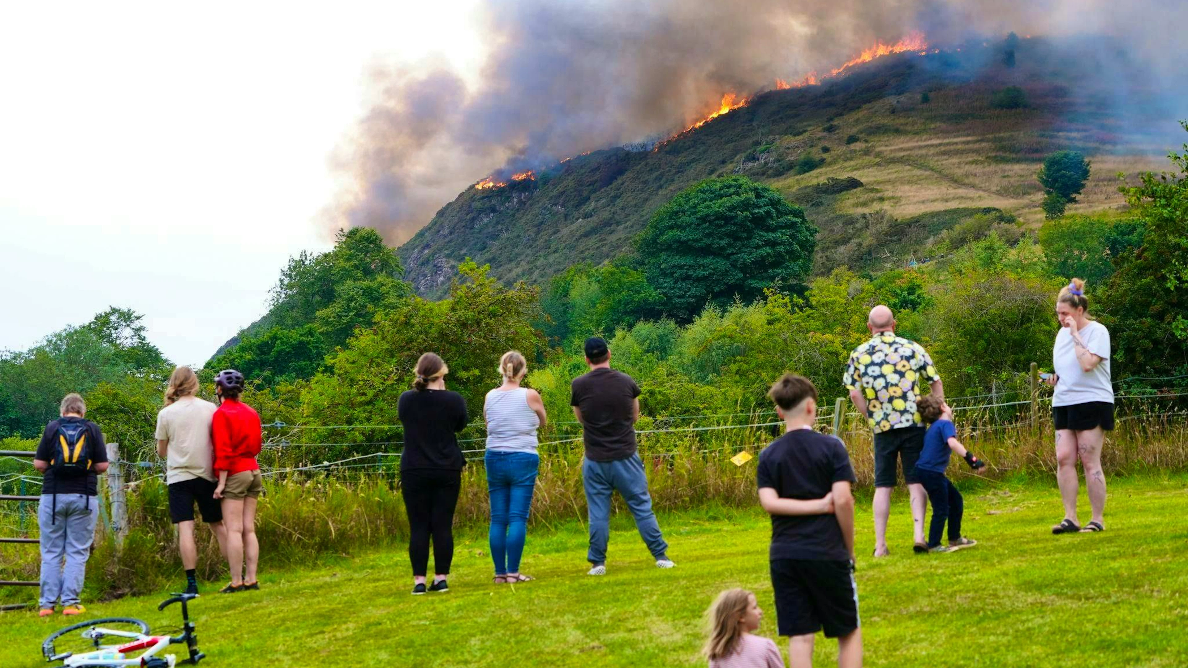 The flames can be seen in the surrounding area.