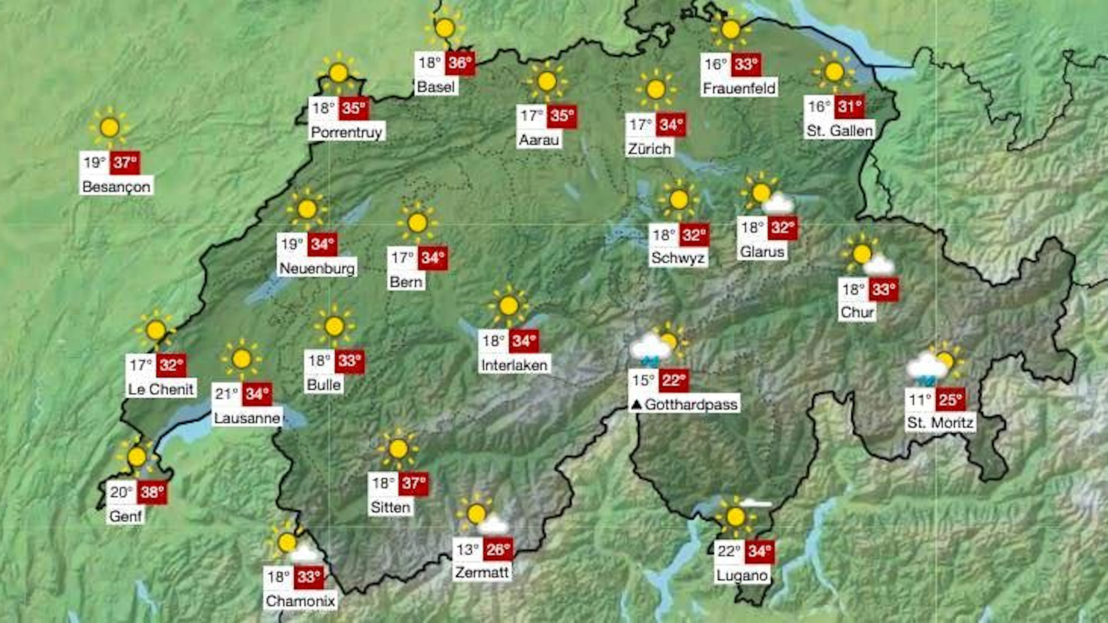 Martedì si raggiungeranno i 37 gradi.
