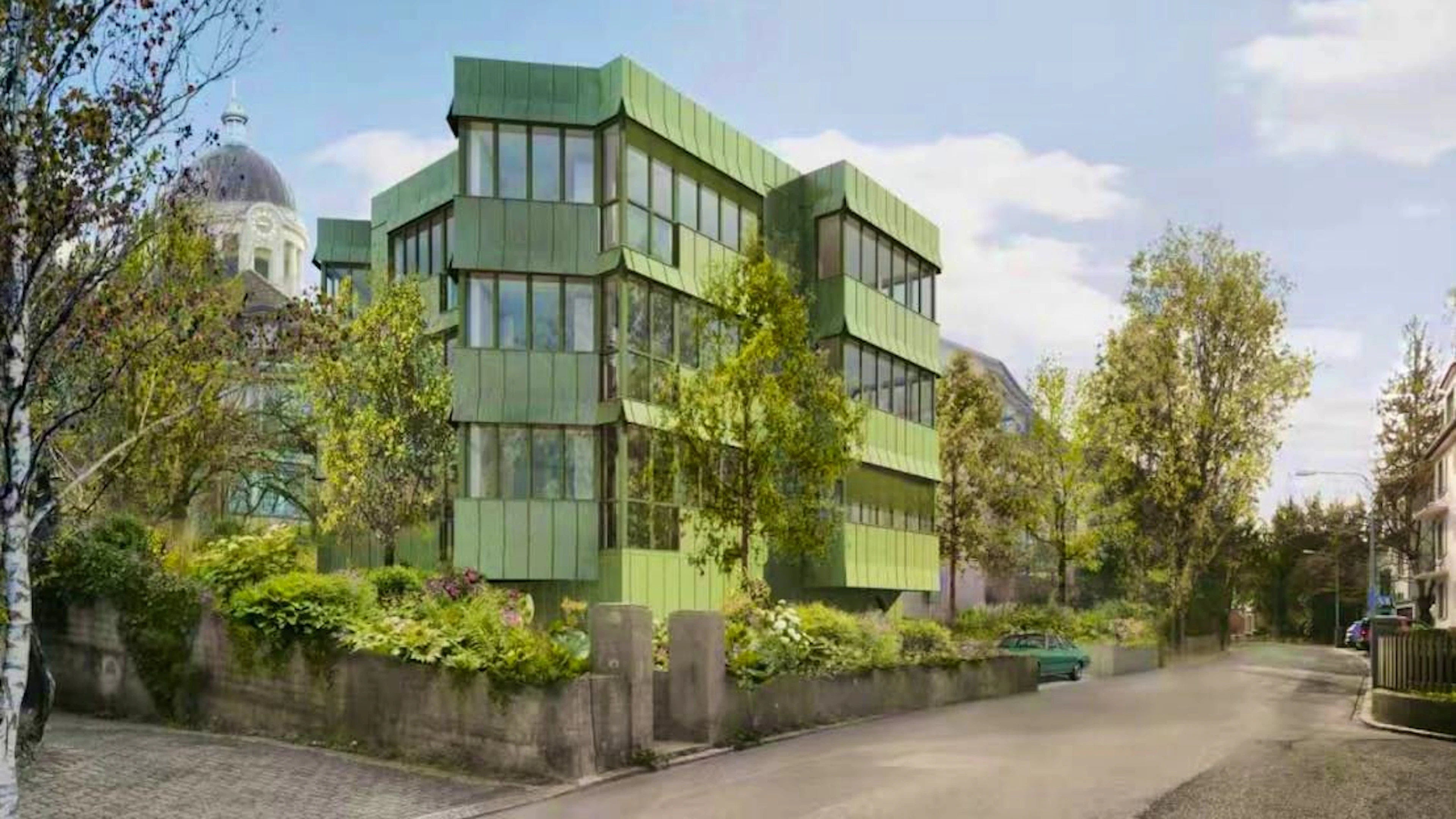 Visualization of the new building of the Reformed Church on Sennhauserstrasse in Zurich Hottingen.