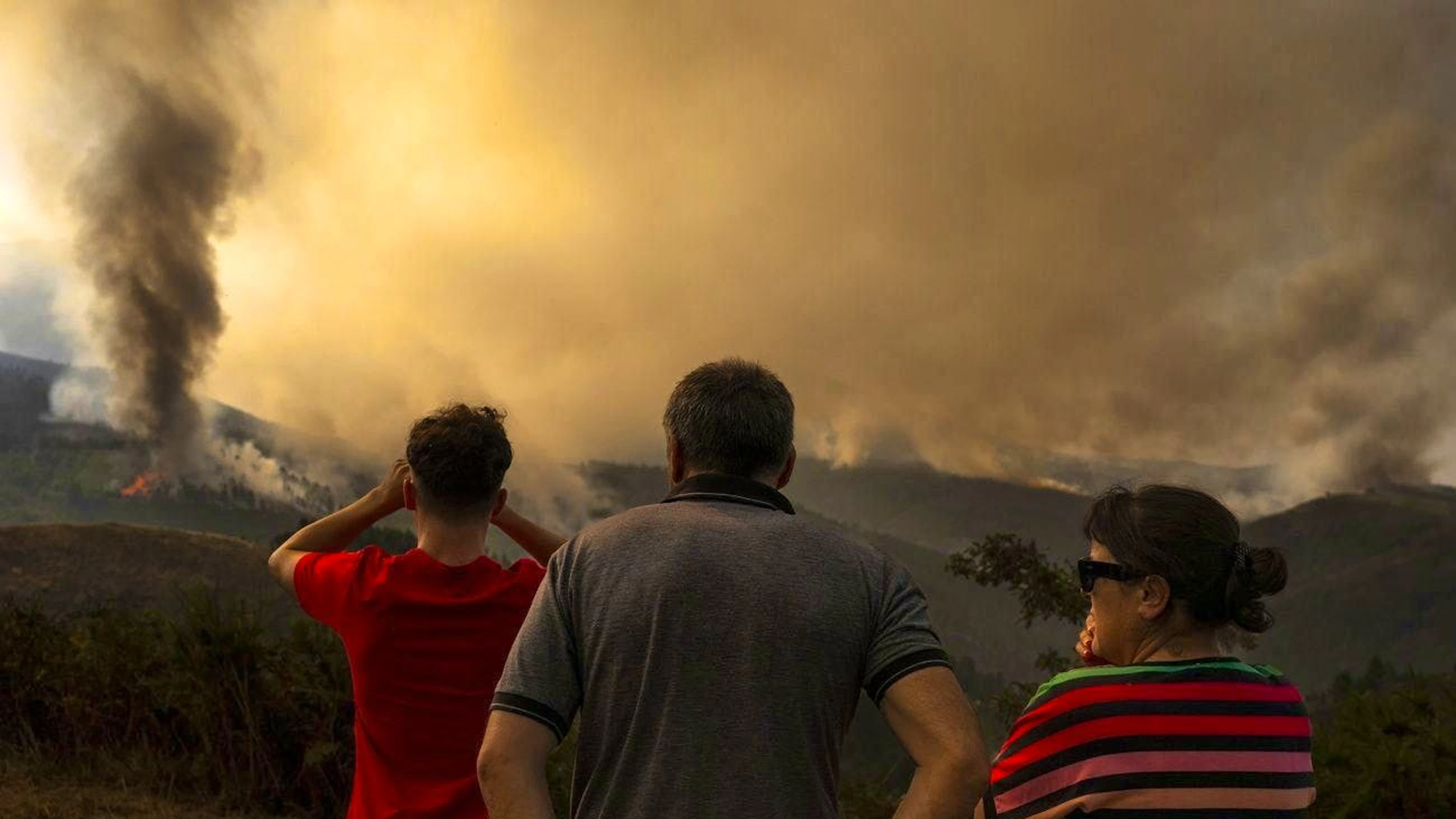A fire near Maceda in Galicia in northwest Spain. (August 10, 2025)
