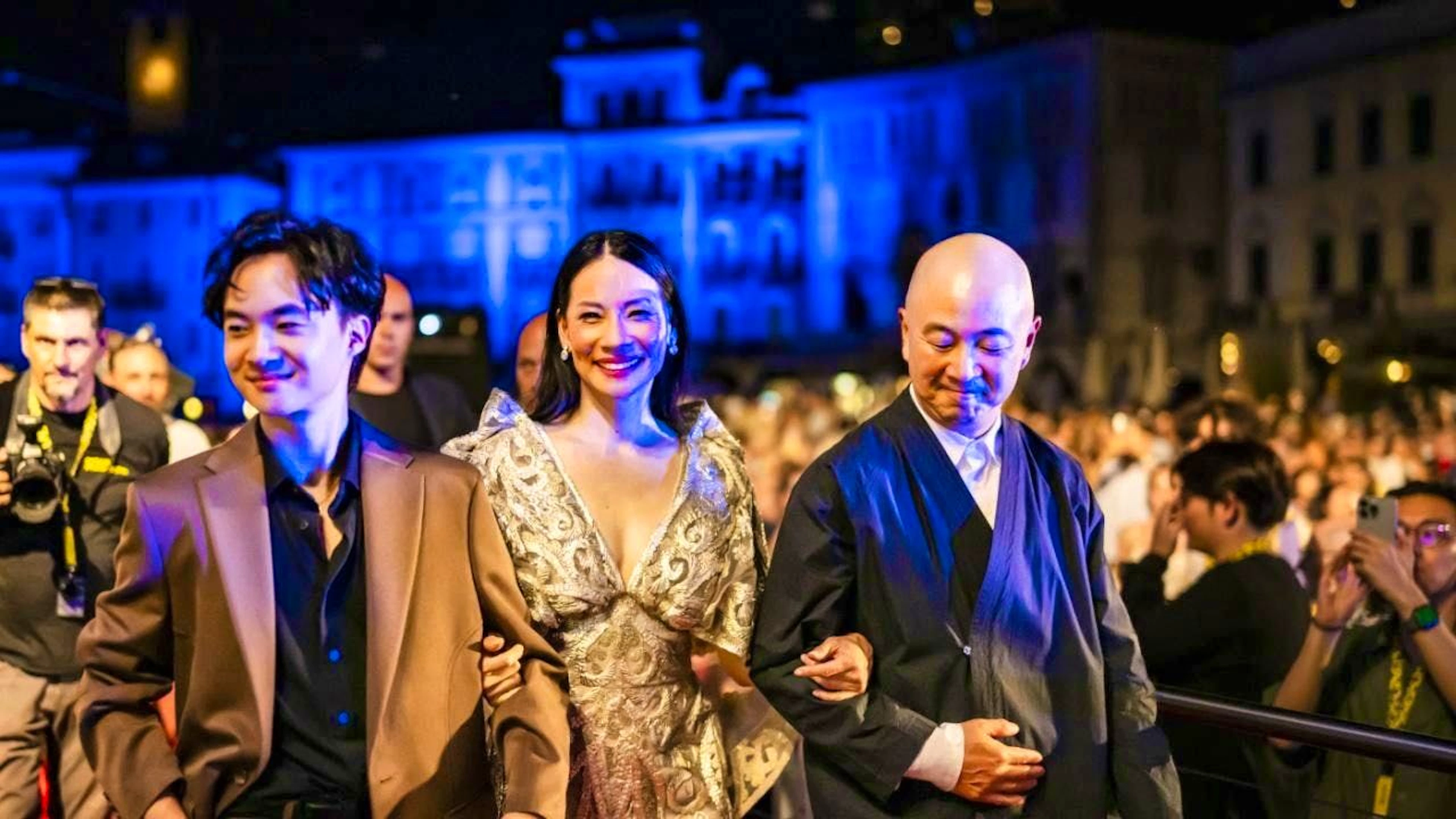 A beaming Lucy Liu accepted the Career Achievement Award at the 78th Locarno Film Festival.