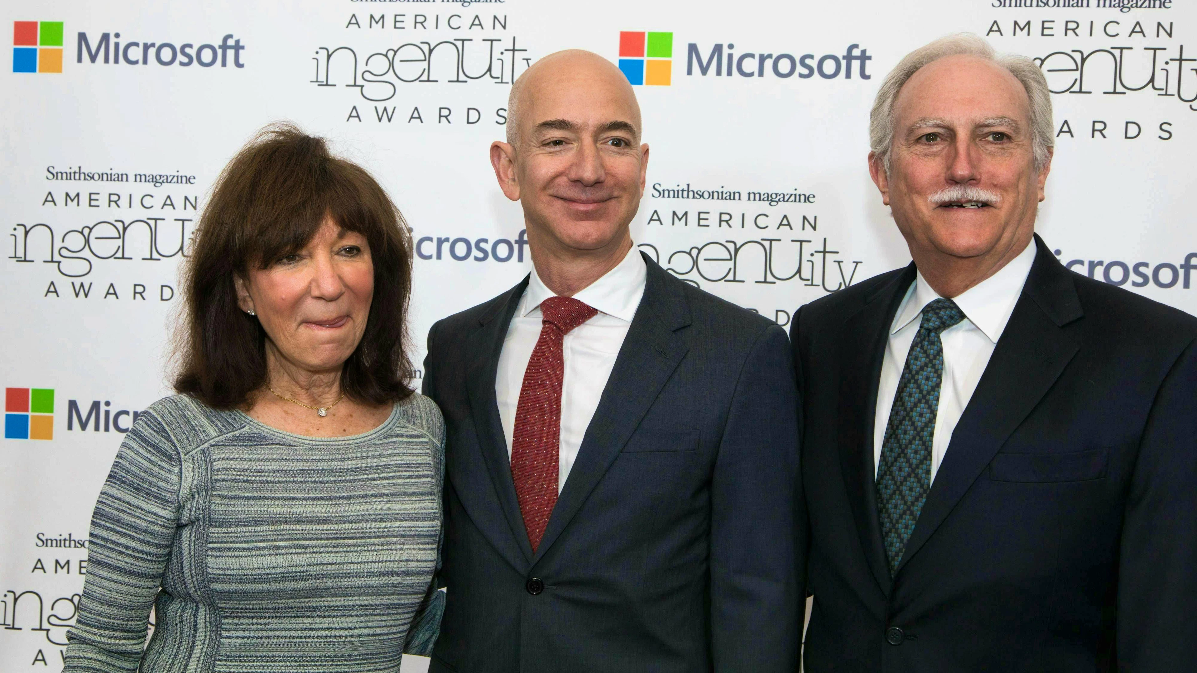 Jeff Bezos at an event with his mother Jackie and her husband Miguel Bezos in Washington DC in 2016.