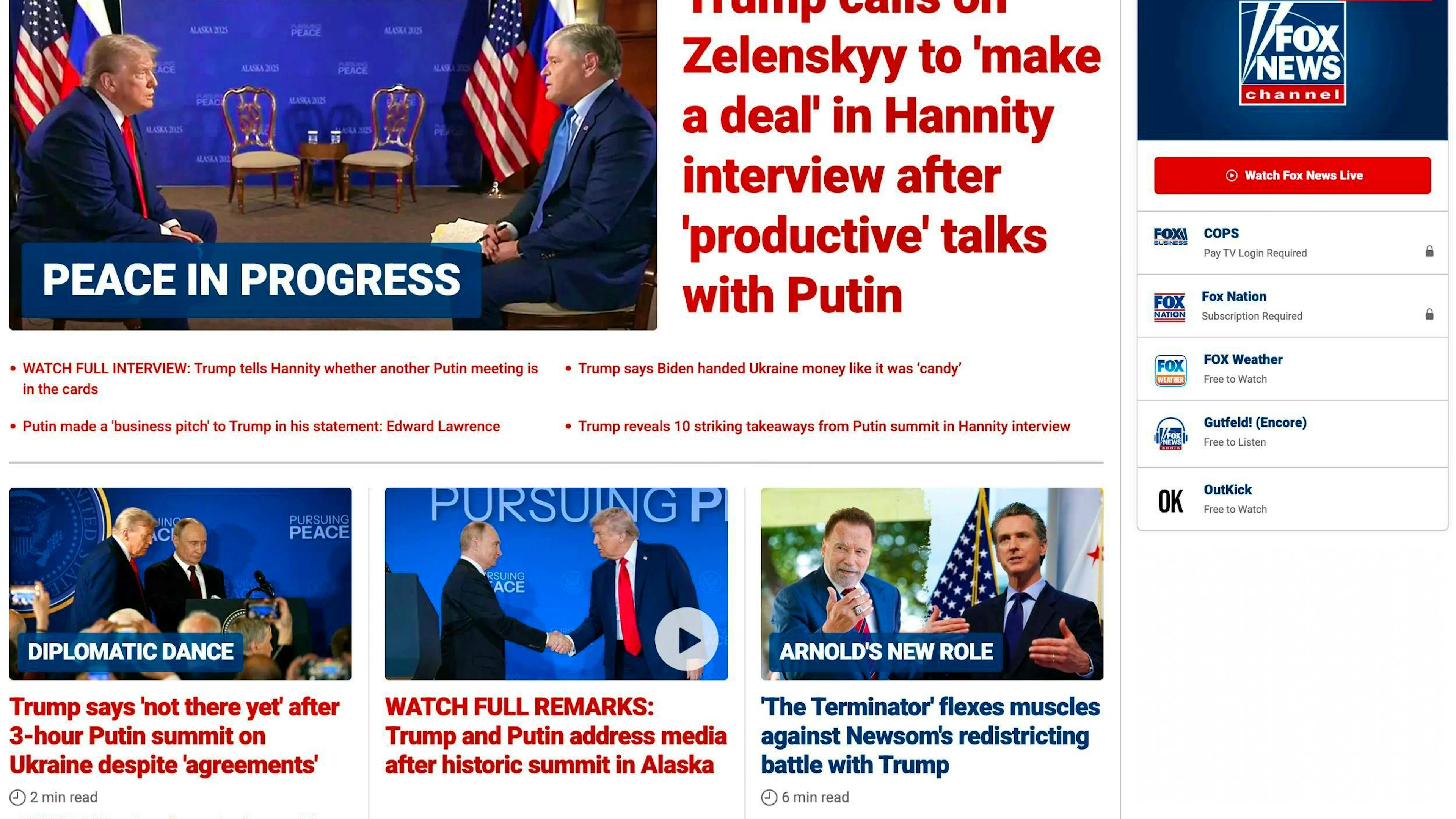 Fox News vede una «pace in corso».