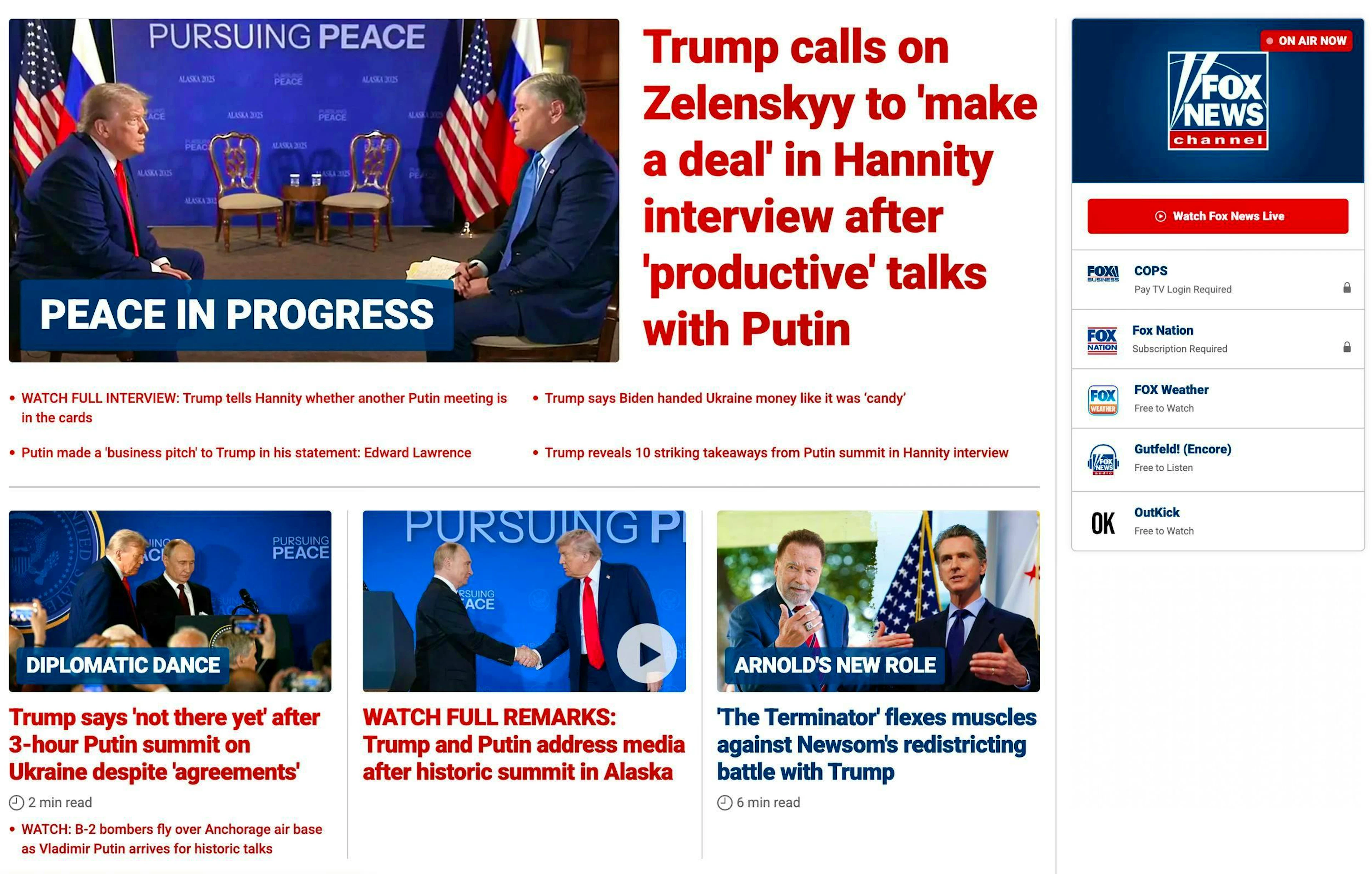 "Fox News sees peace in progress.