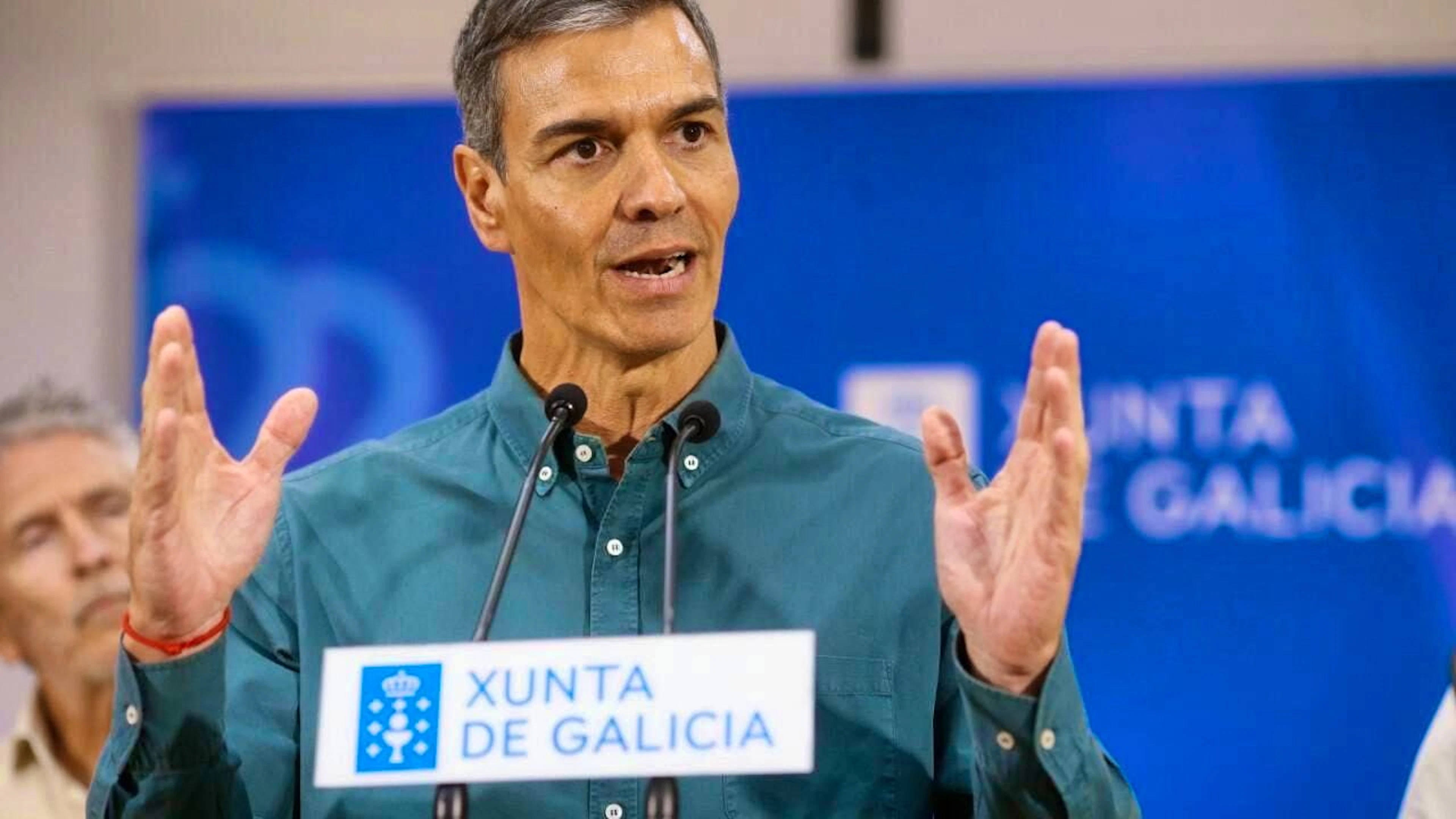 Spain's Prime Minister Pedro Sanchez speaks at the Operational Coordination Center against Forest Fires in Ourense. Photo: Carlos Castro/EUROPA PRESS/dpa
