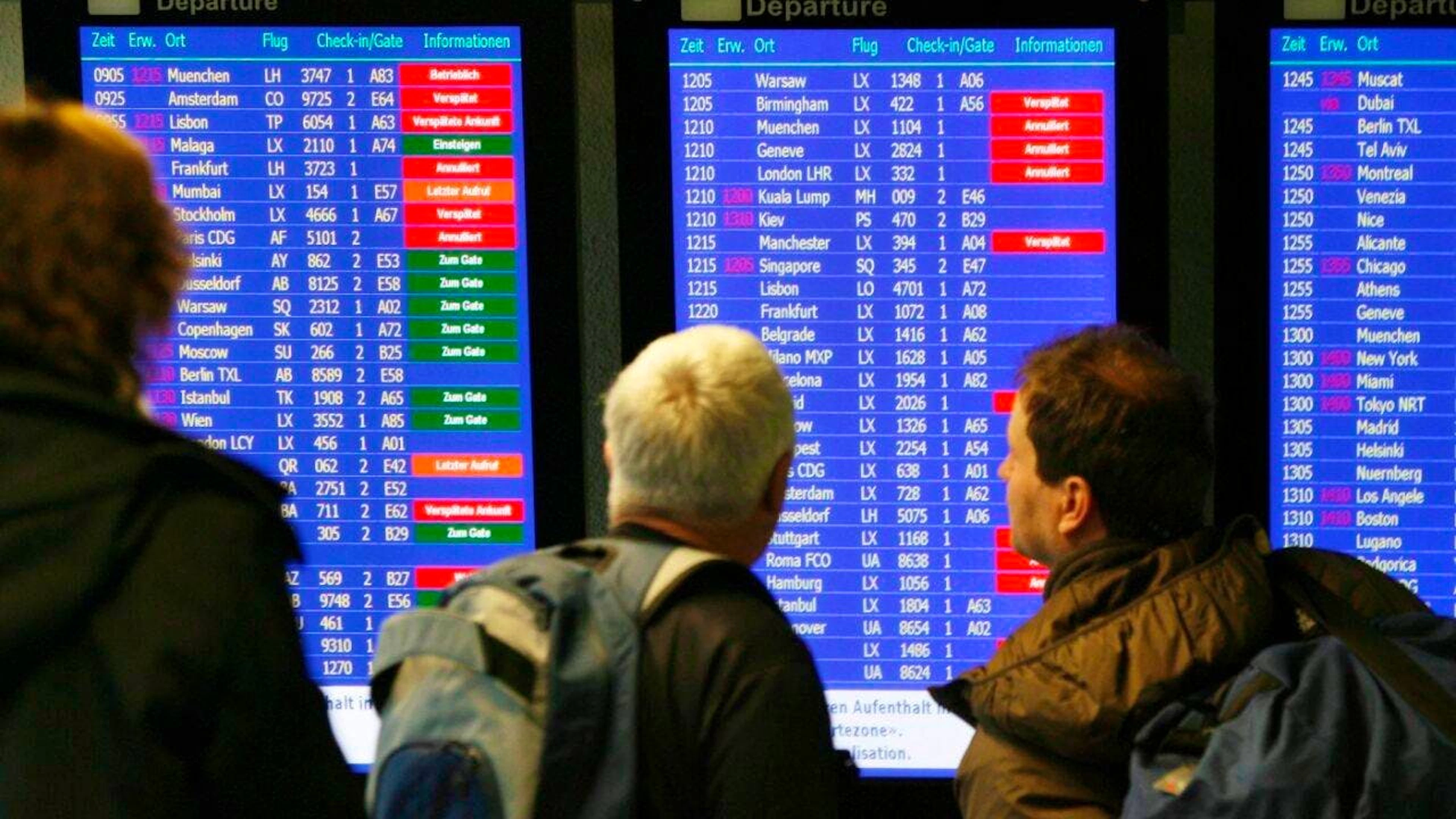 Verspätungen am Flughafen Zürich: Statt 44 Minuten wie im Vorjahr mussten Reisende diesen Sommer im Schnitt nur noch 38 Minuten auf ihren verspäteten Abflug warten. (Archivbild)