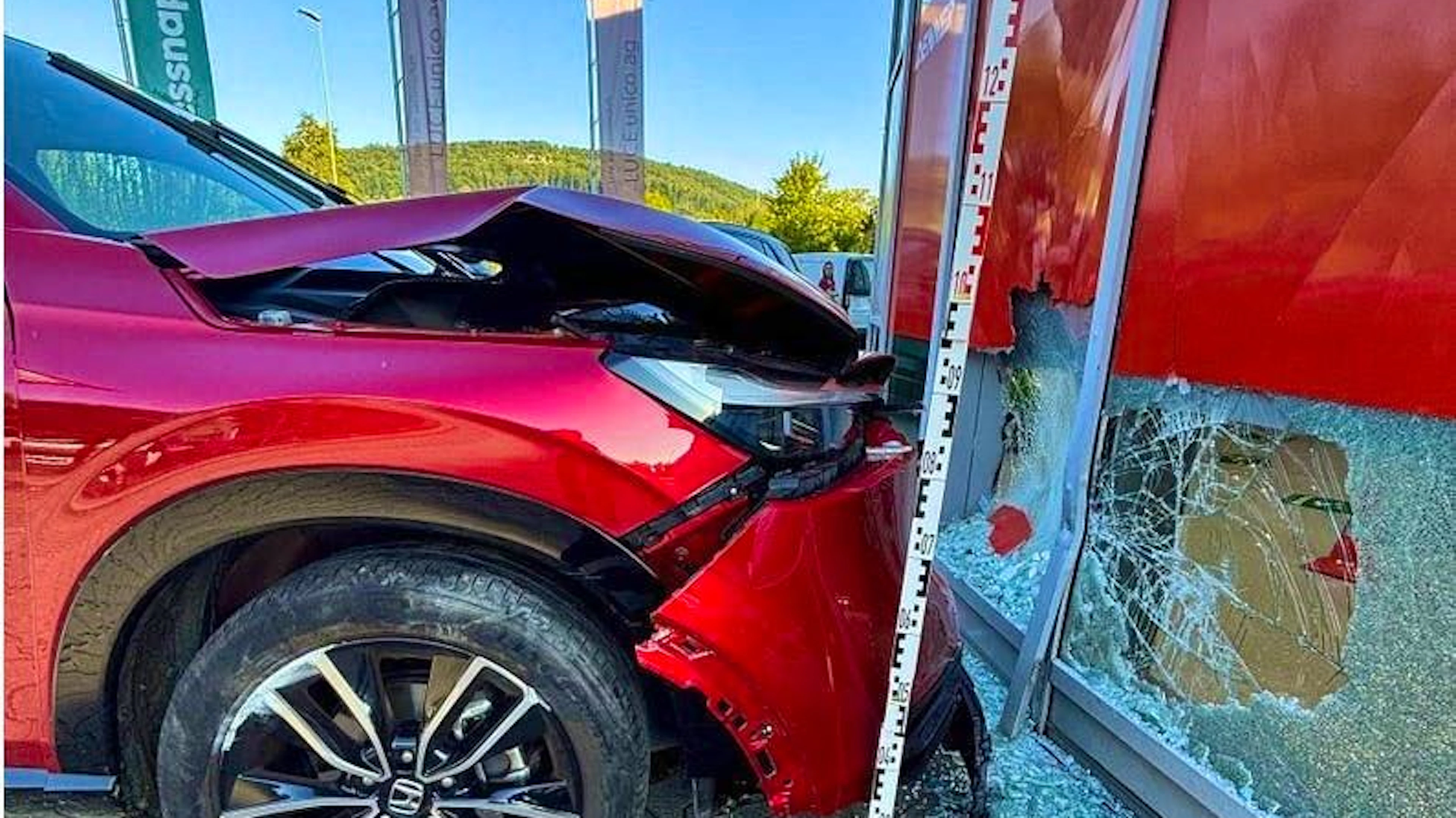 The man crashed into the shop window - then his ID card was gone. 