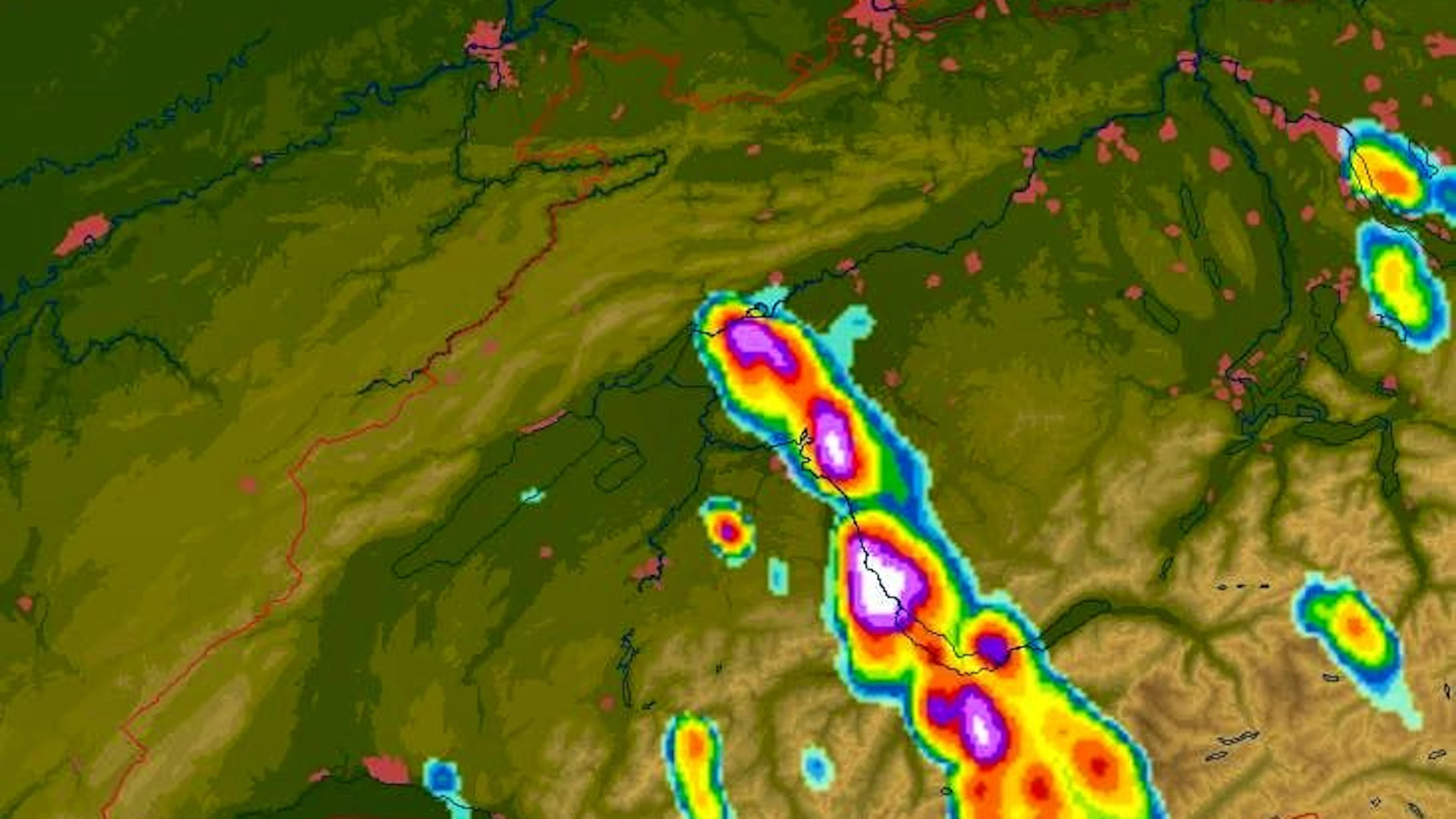 The precipitation radar showed how strong the thunderstorm was shortly before the performance.