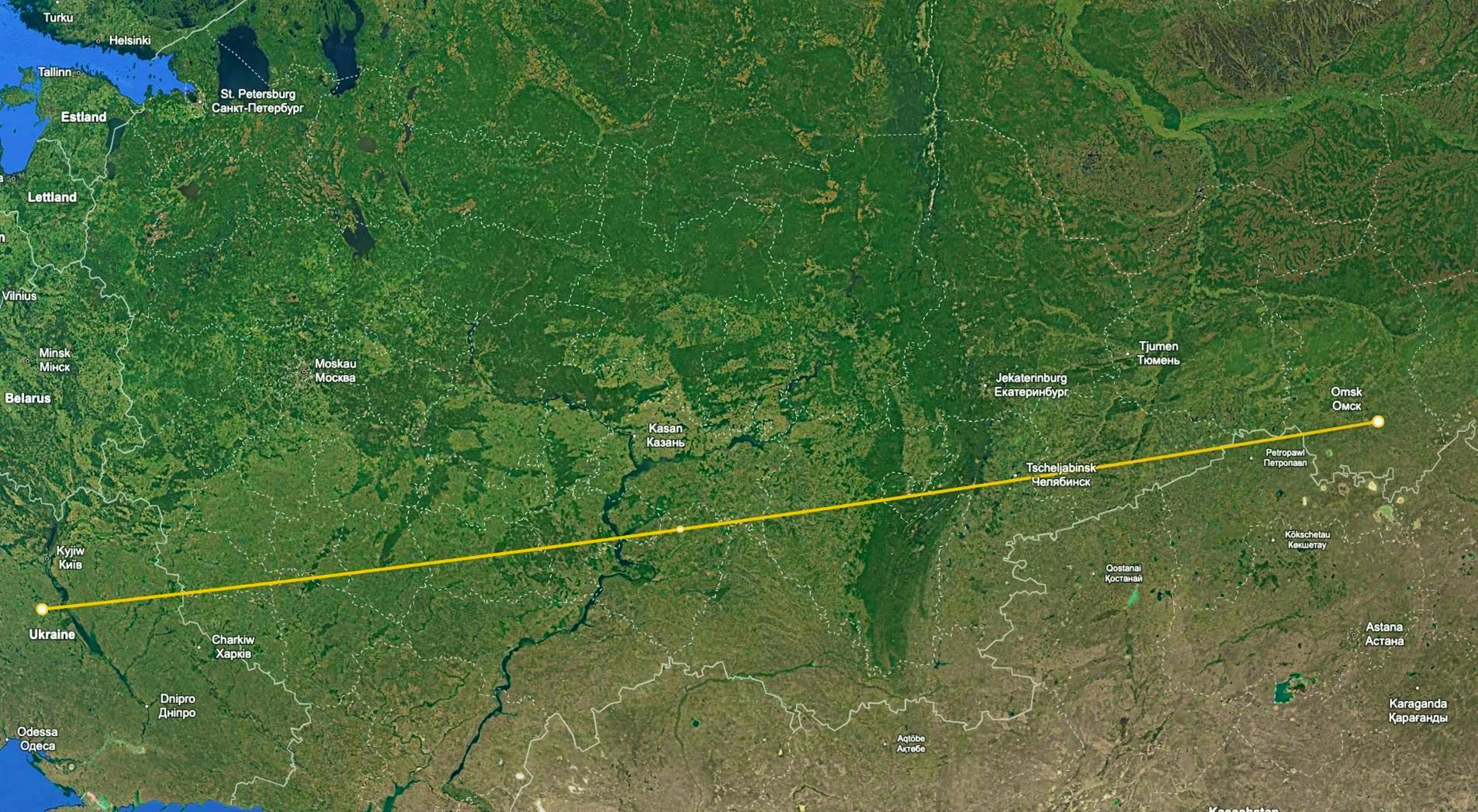 The <em>Flamingo</em> could even reach Omsk in Russia - even if it is positioned west of the Dnipro.
