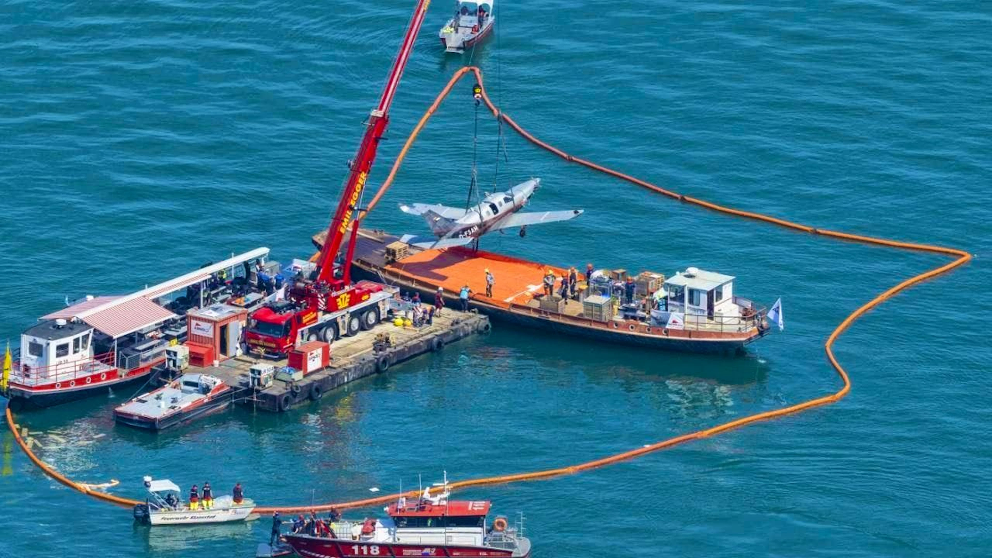 The plane was lifted out of the lake.