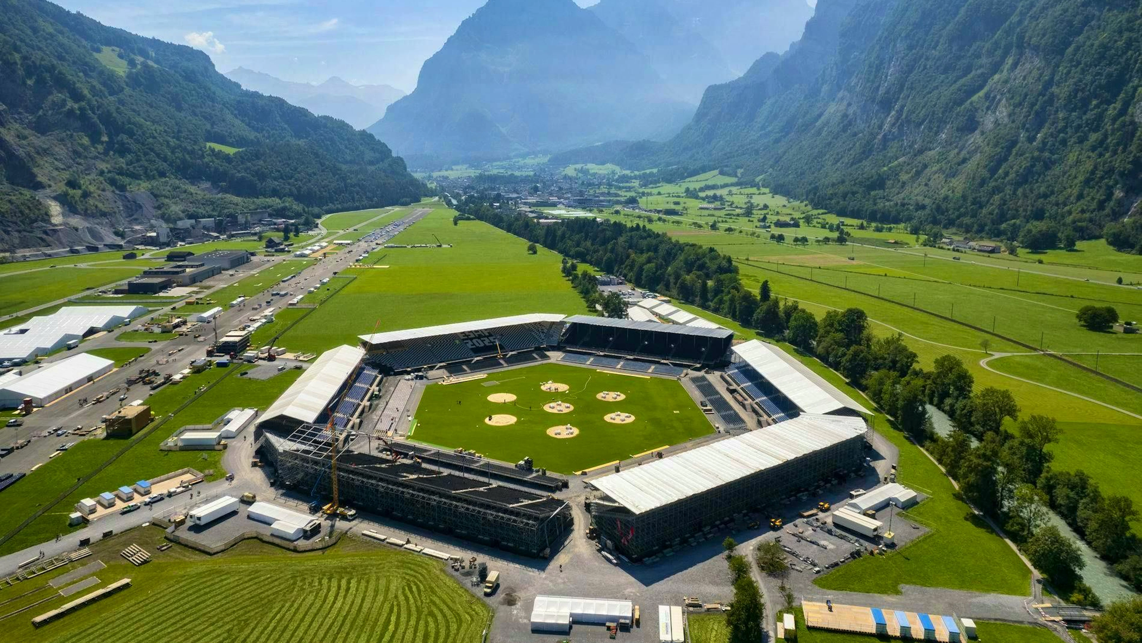 The ESAF arena in Mollis, where the Swiss Wrestling and Alpine Festival will take place from August 29 - 31, 2025.