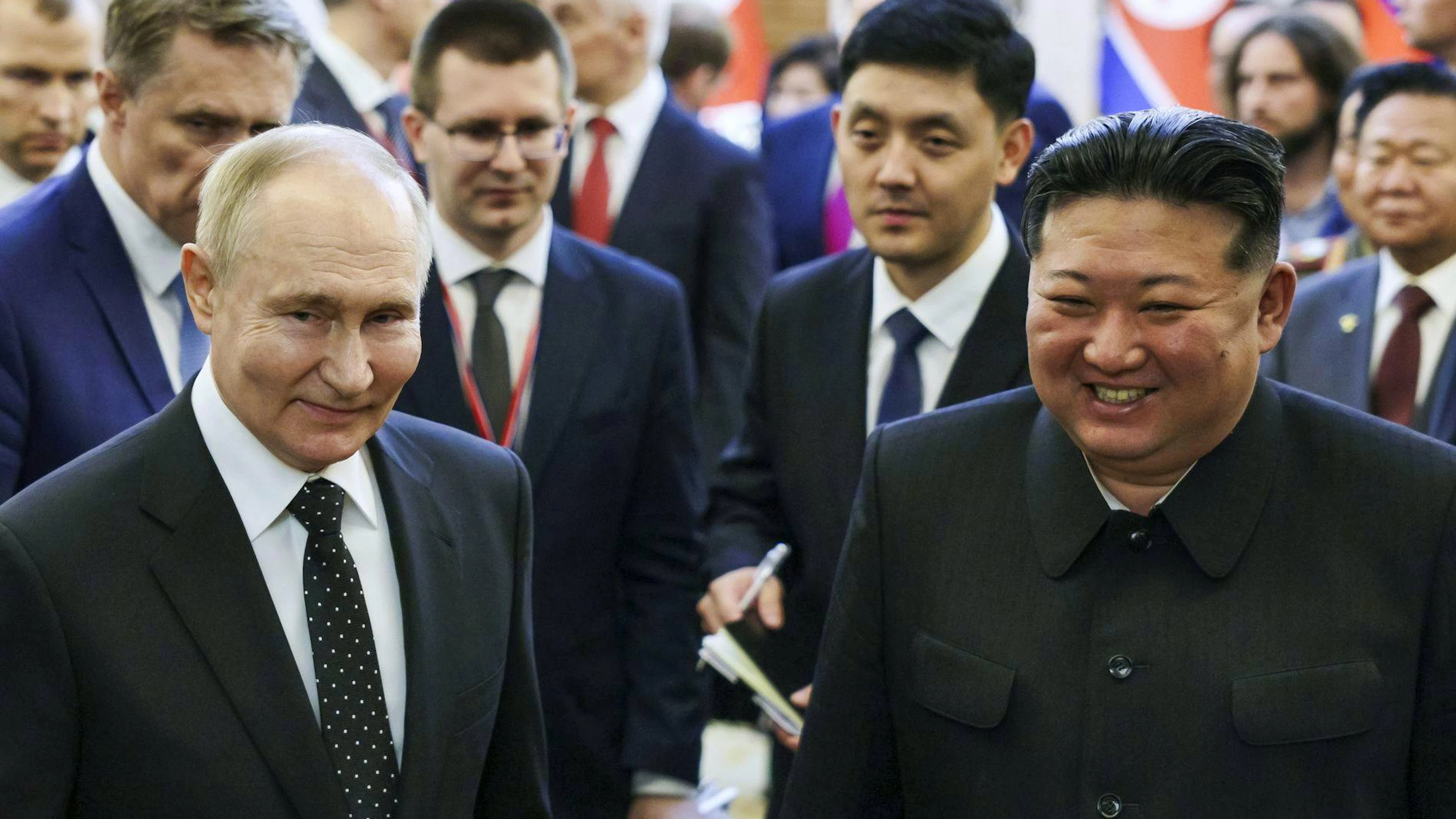 Il presidente russo Vladimir Putin e il leader nordcoreano Kim Jong Un (foto d'archivio).