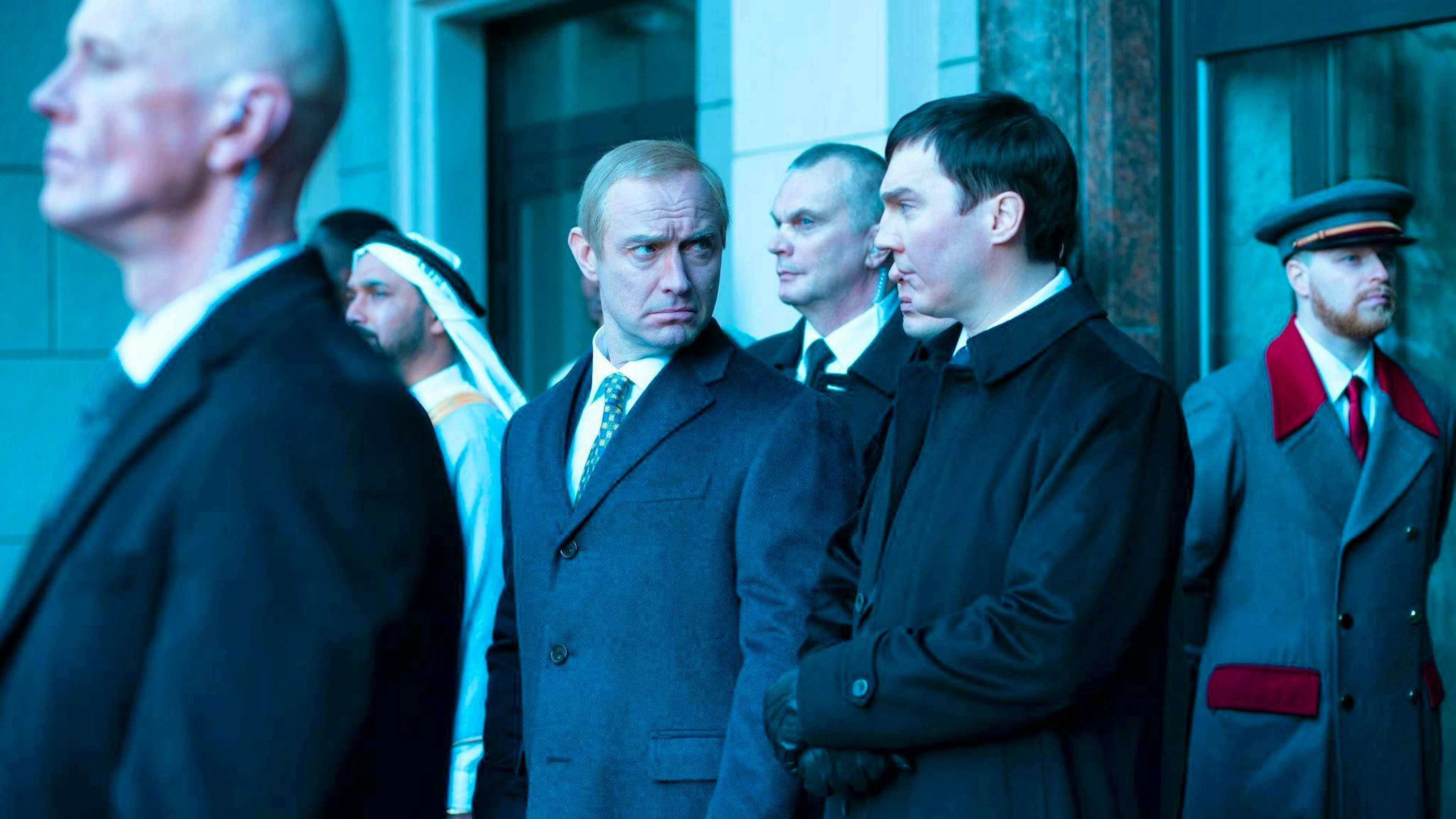 Jude Law and Paul Dano in a scene of the film by Olivier Assayas. 