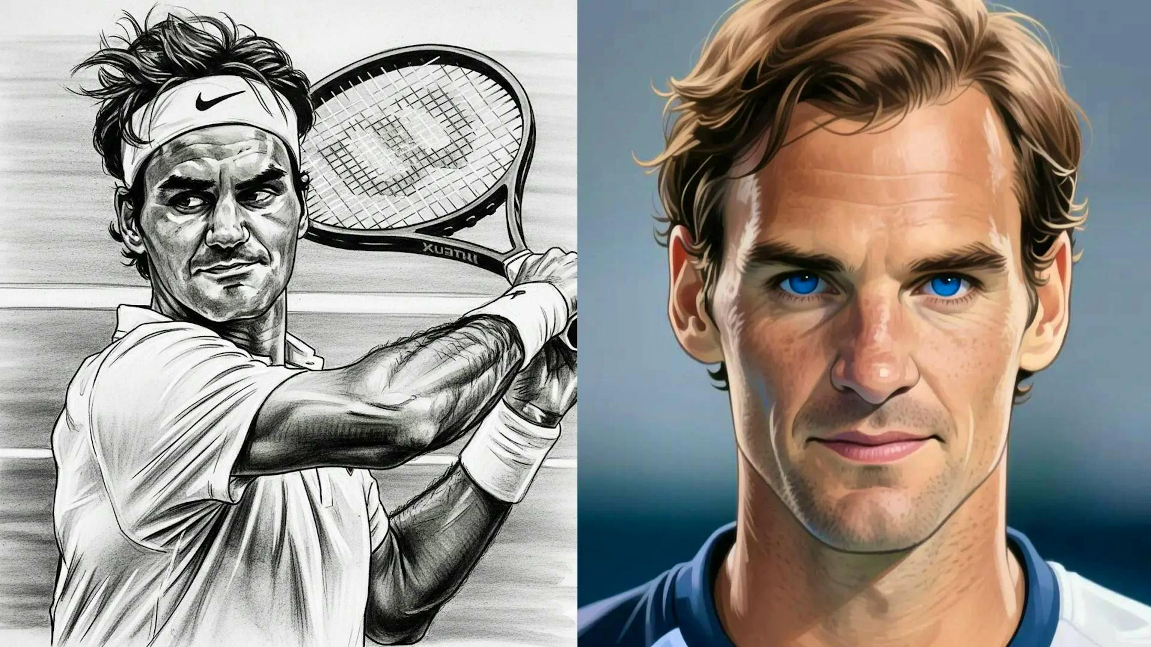 Più grande è il database, migliori sono i risultati. Un confronto tra i generatori di immagini di Google Gemini e QWEN e il modo in cui ritrarrebbero Roger Federer. 