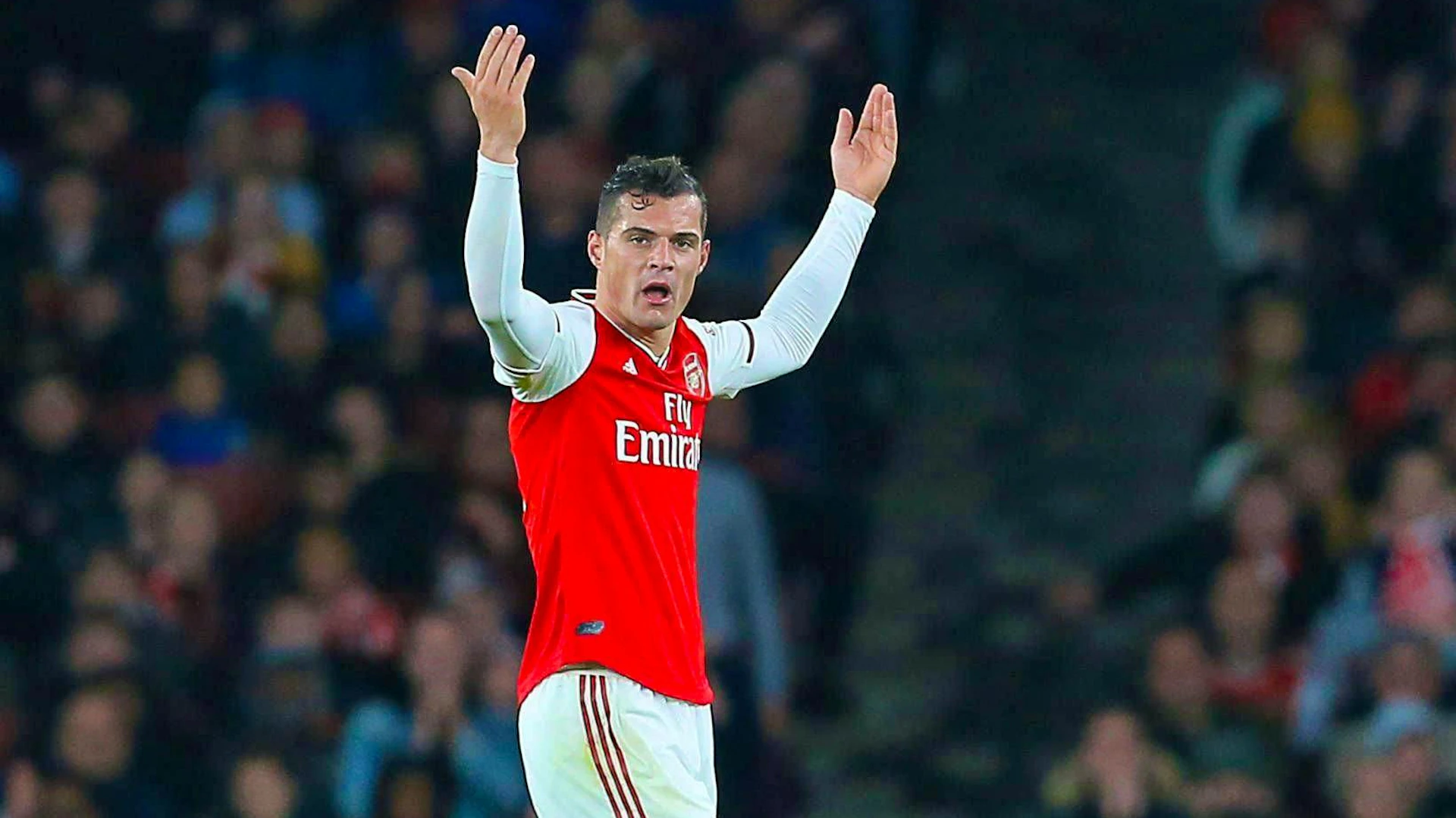 October 27, 2019: Granit Xhaka can't believe what's happening to him.
