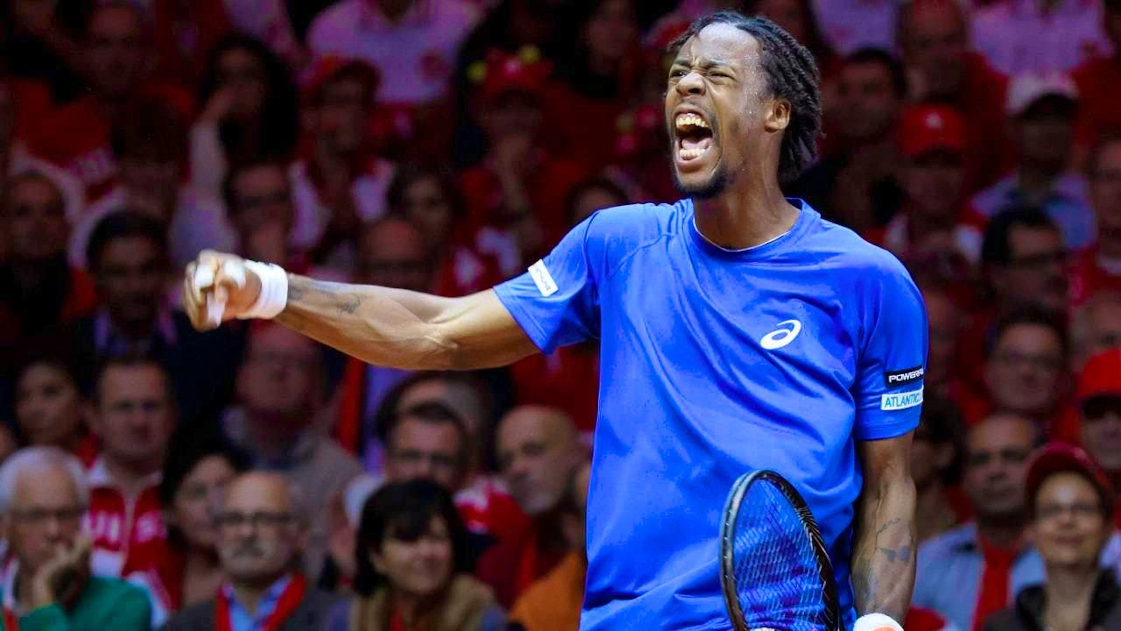 Gaël Monfils played in the 2014 Davis Cup final, which Switzerland won 3:1 against France in Lille. Monfils scored France's only point against Roger Federer in Friday's singles match.