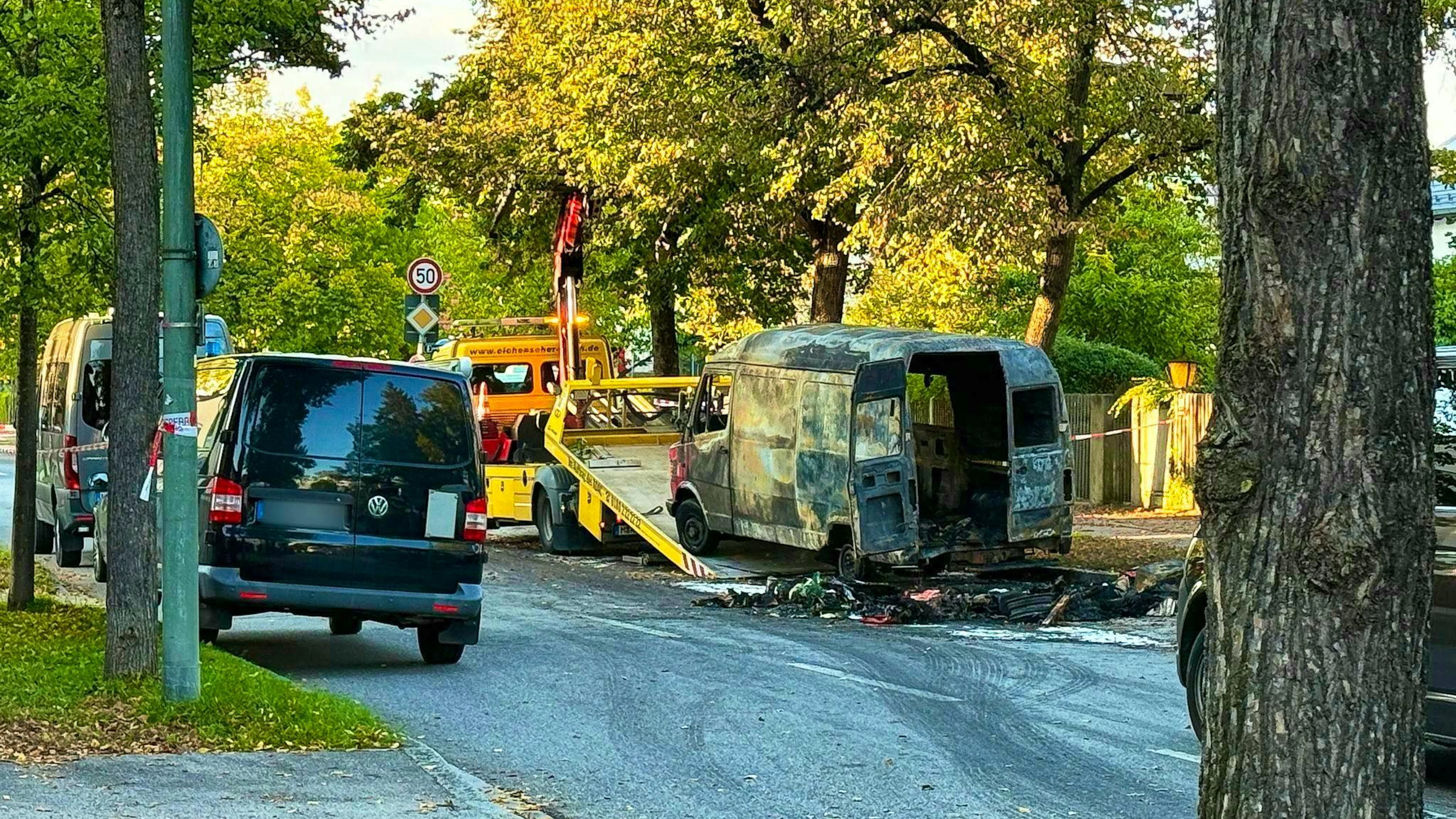 Several cars went up in flames.