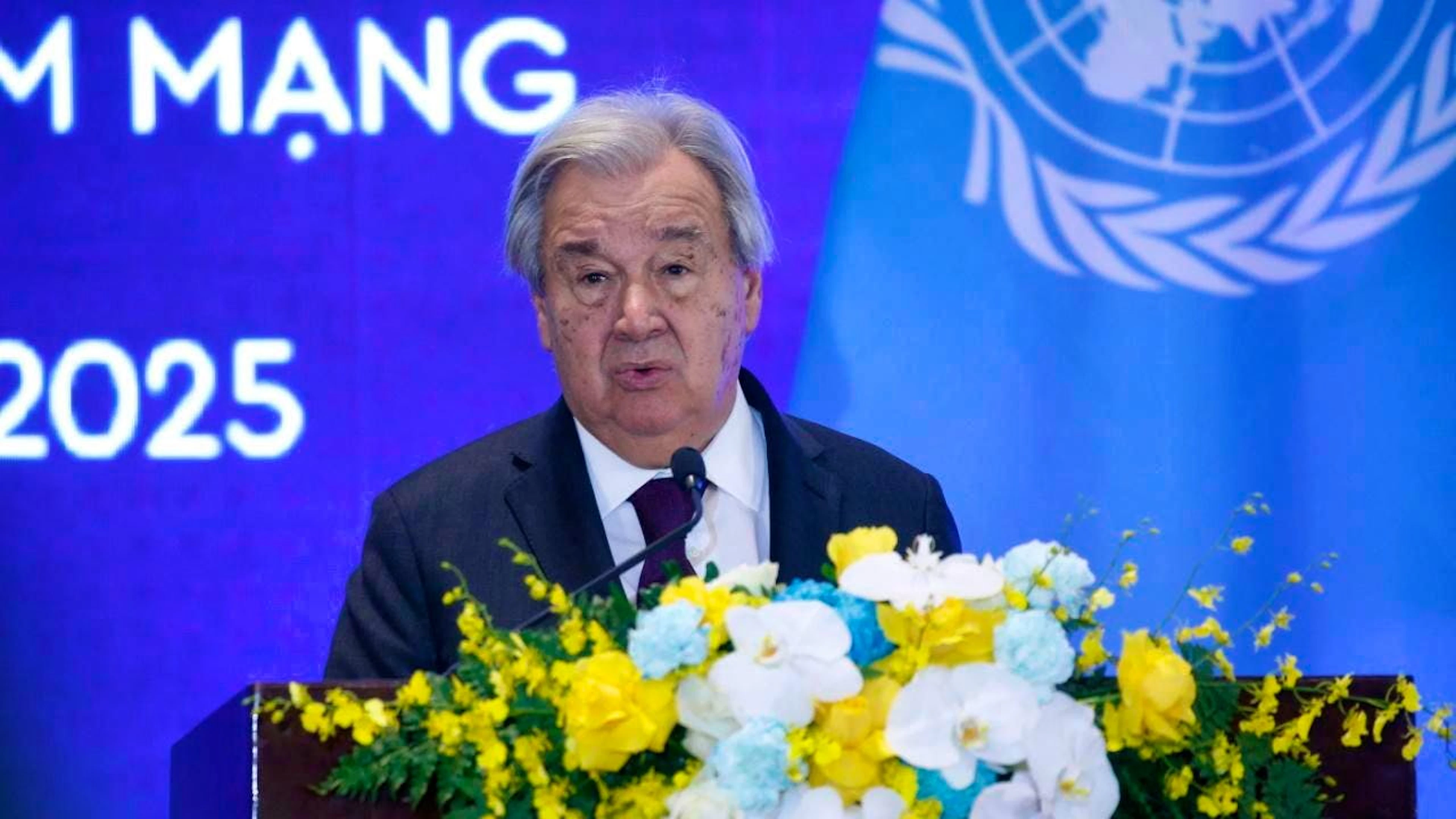 Le secrétaire général des Nations Unies, Antonio Guterres, s'est exprimé samedi après la signature de la Convention des Nations Unies contre la cybercriminalité à Hanoï au Vietnam.